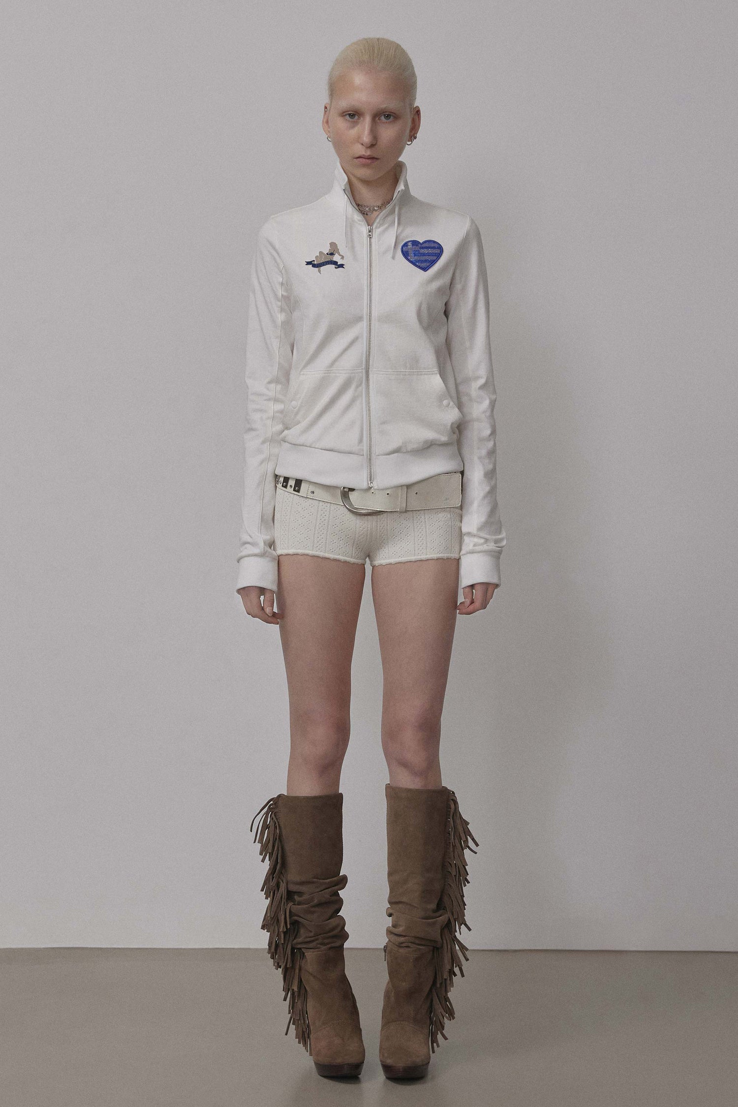 Flag Track Zip-Up White