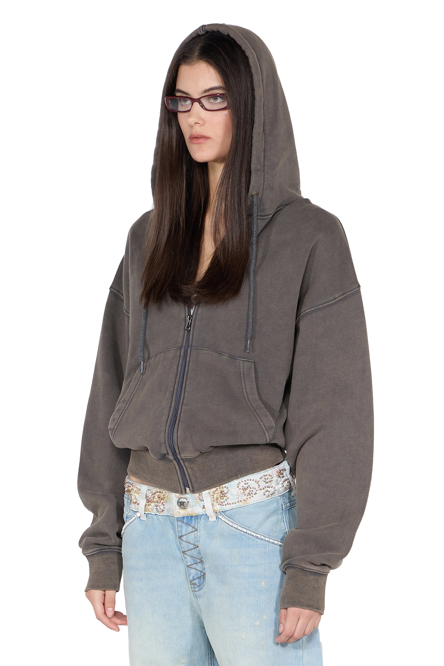 Bad Seed Washed Hoodie Zip-Up Charcoal