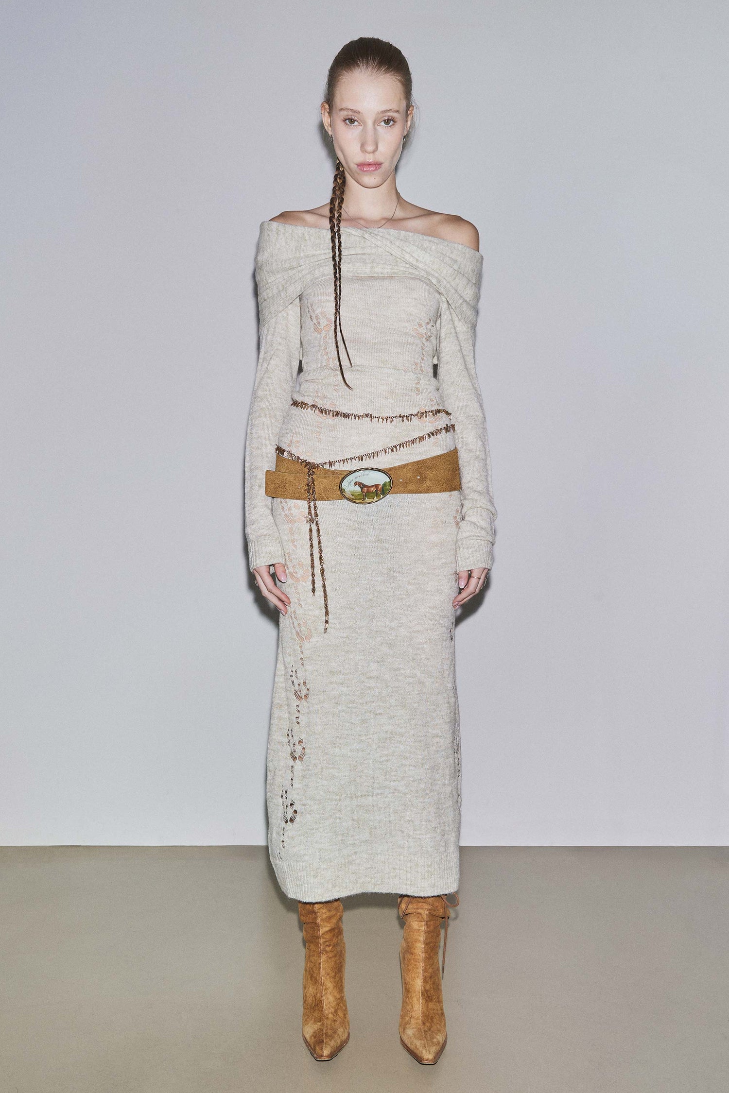 2way Shawl Maxi Dress Pale Gray
