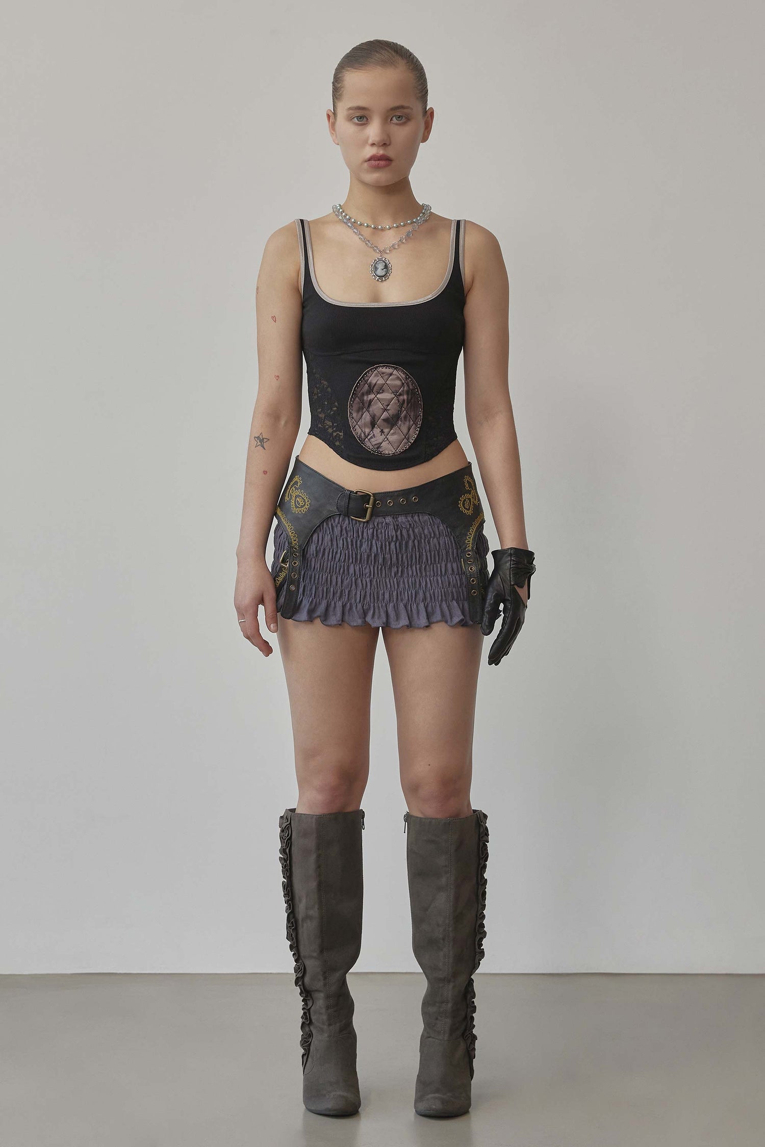 Beaded Maria Top Black