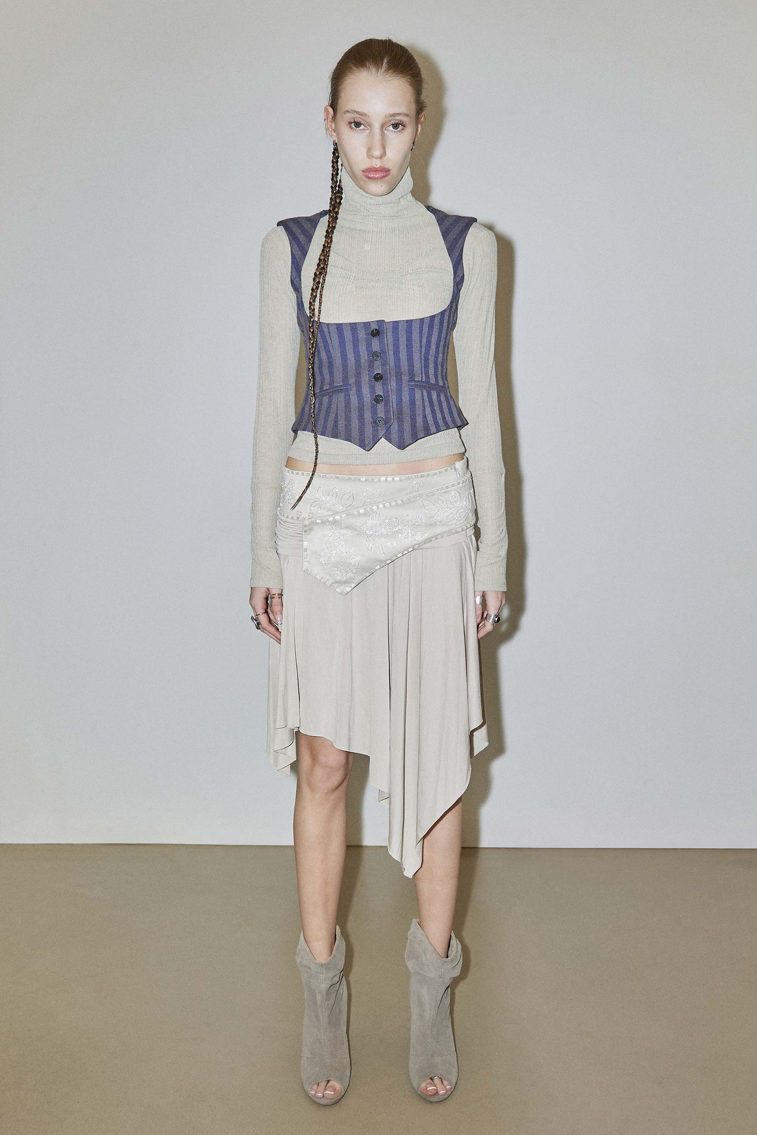 Beaded Jersey Skirt Raw