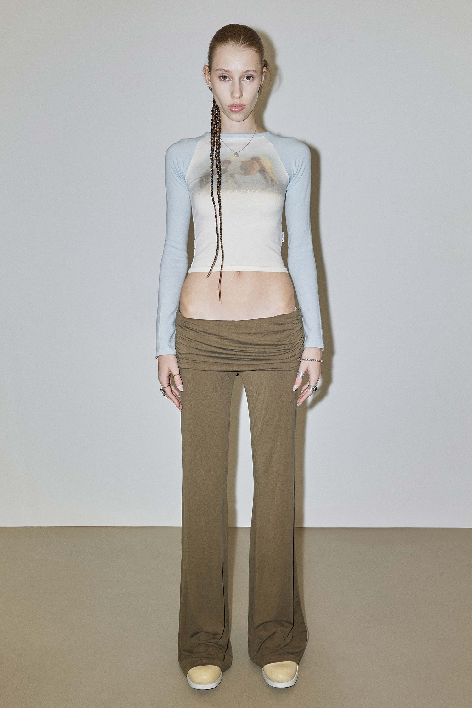 Jersey Lowrise Track Pants Khaki
