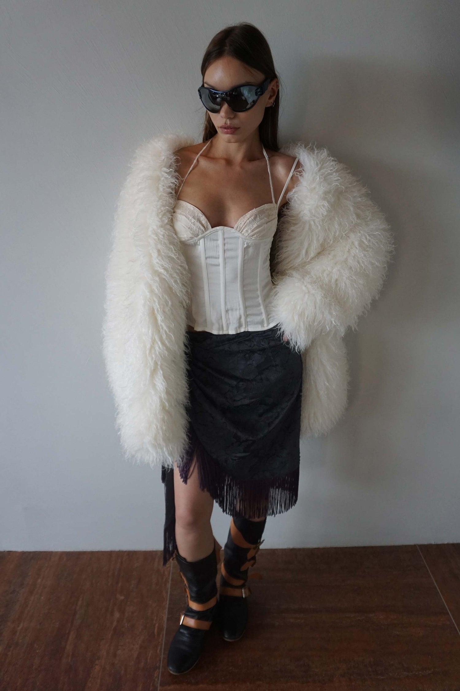 90s Glossy Corset Top White