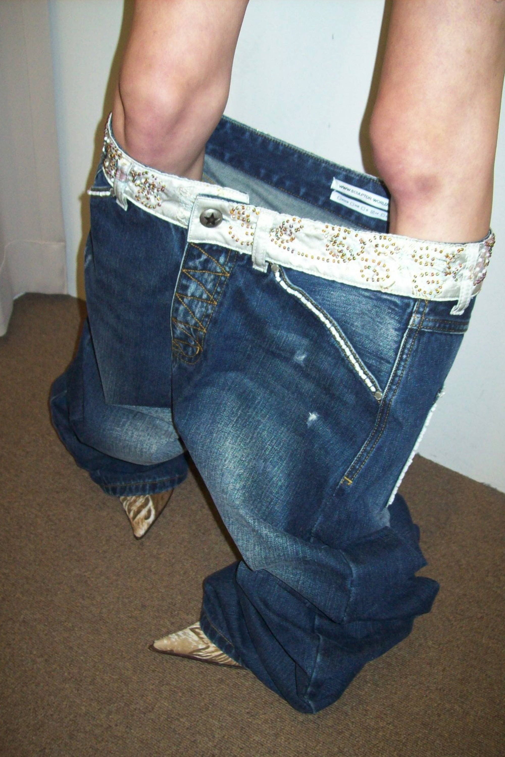 Beaded Waist Denim Pants Indigo Blue – Sculptor