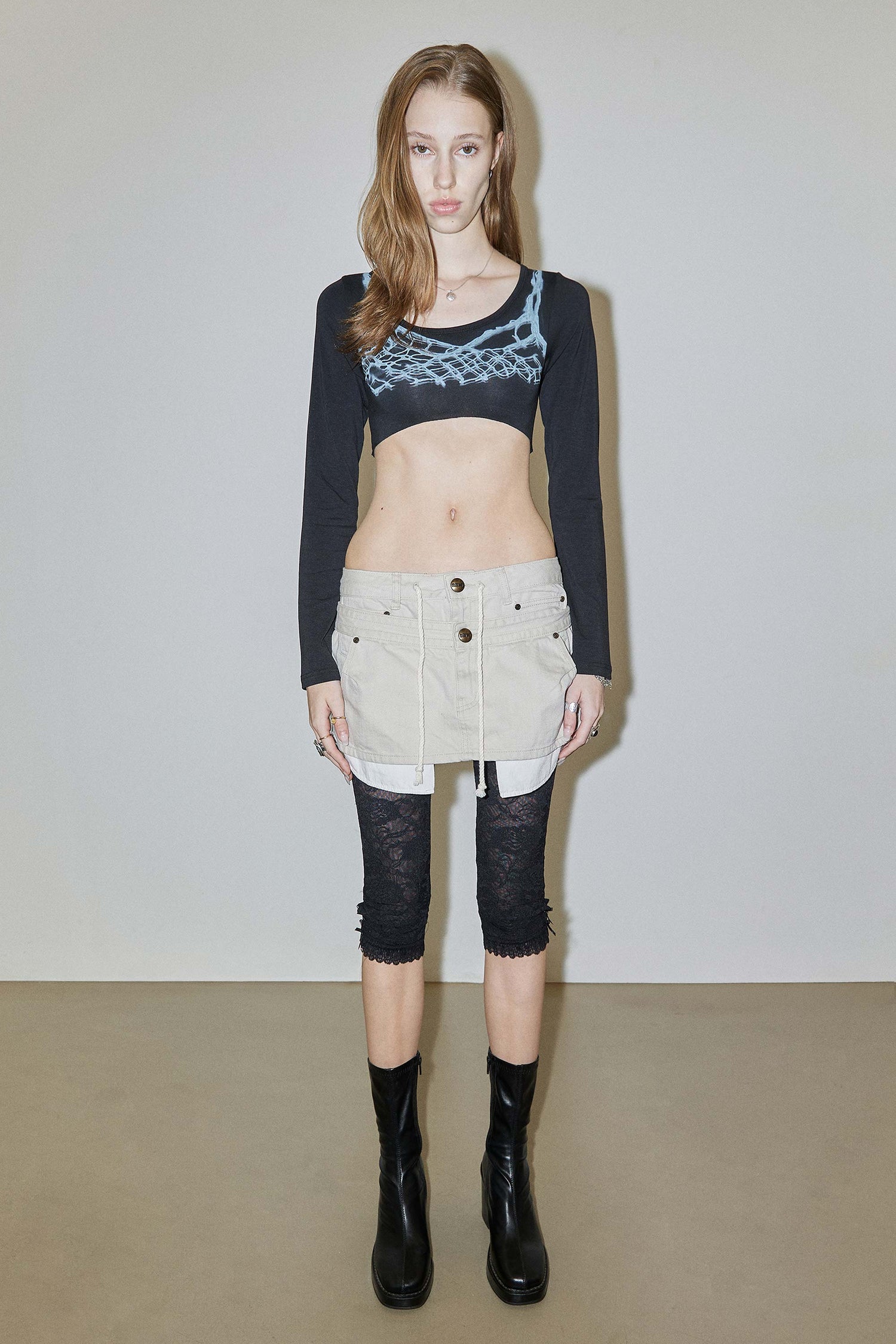 90s Lace Leggings Black