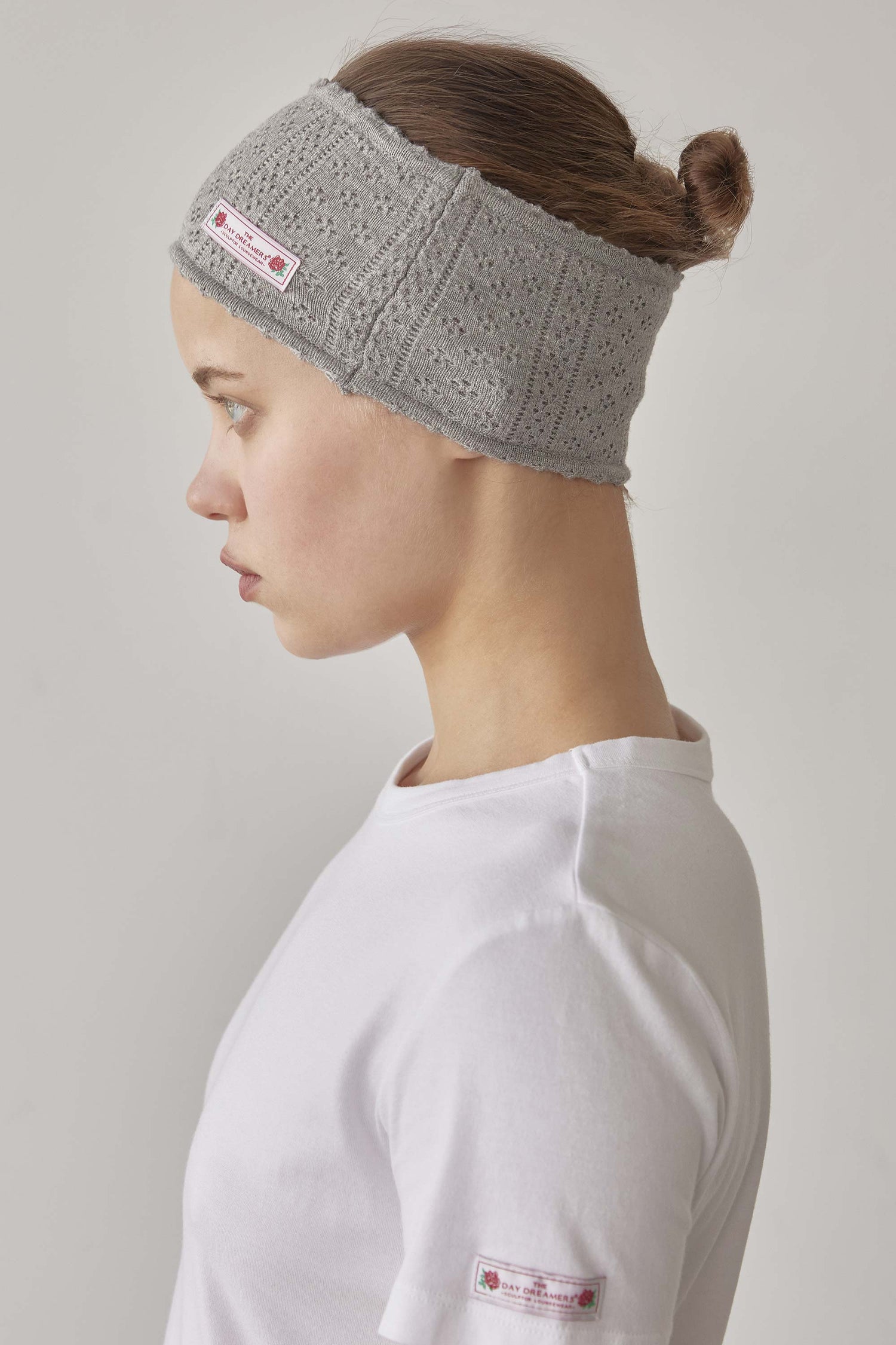 Eyelet Knit Hairband Melange Gray