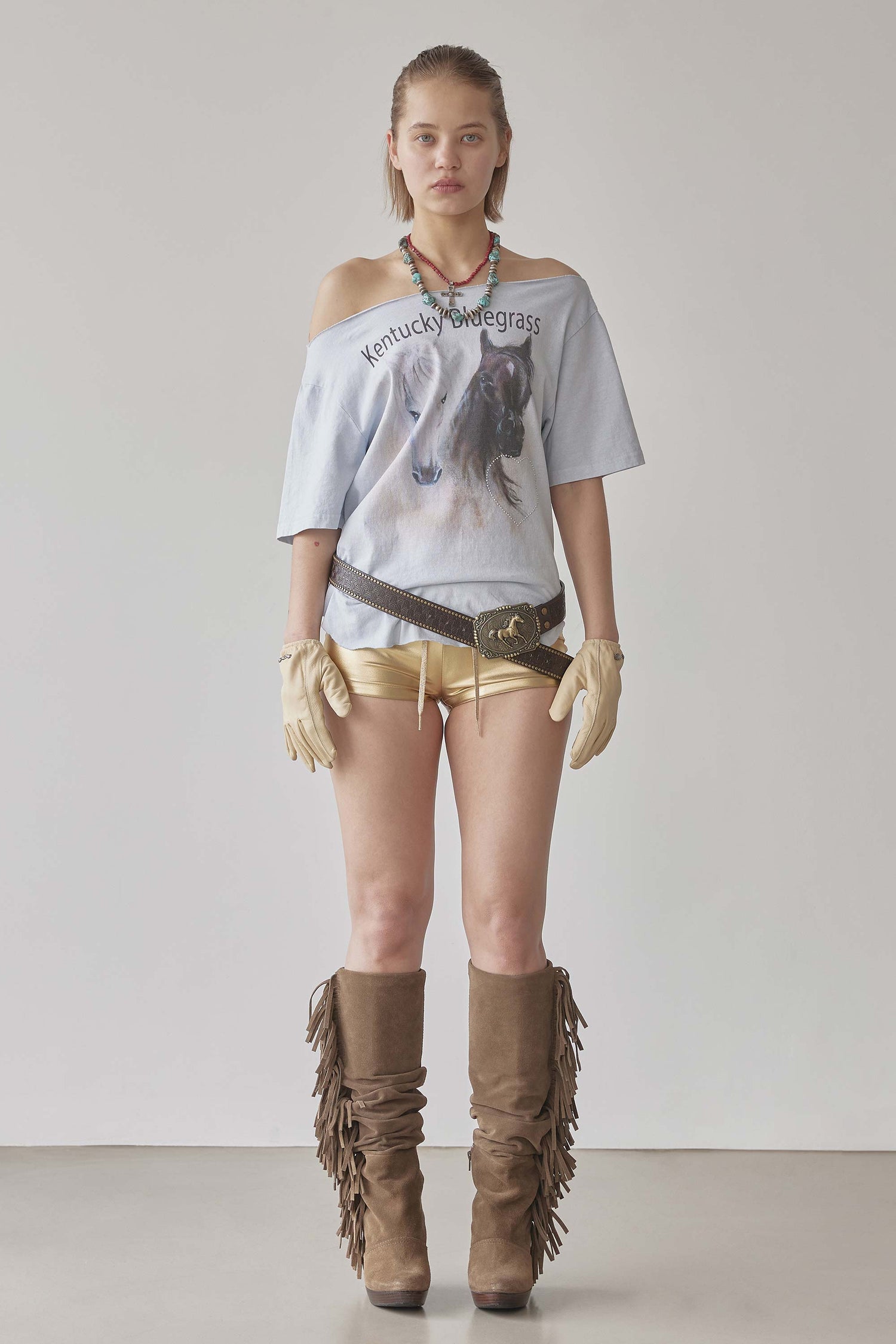 Sheriff Cut Out Tee Misty Blue