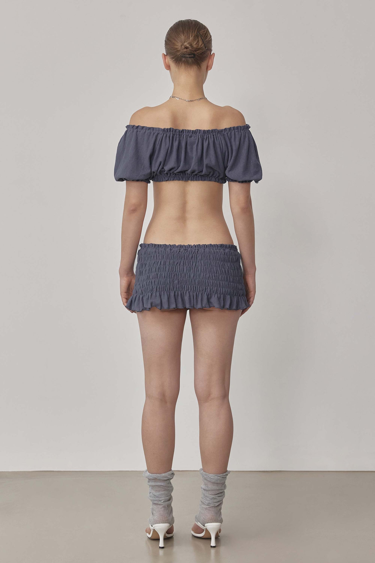 Crinkle Volumer Top Dusty Navy