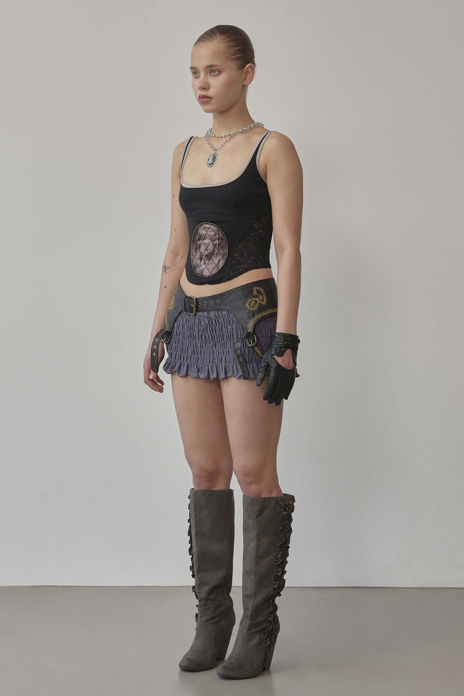 Beaded Maria Top Black