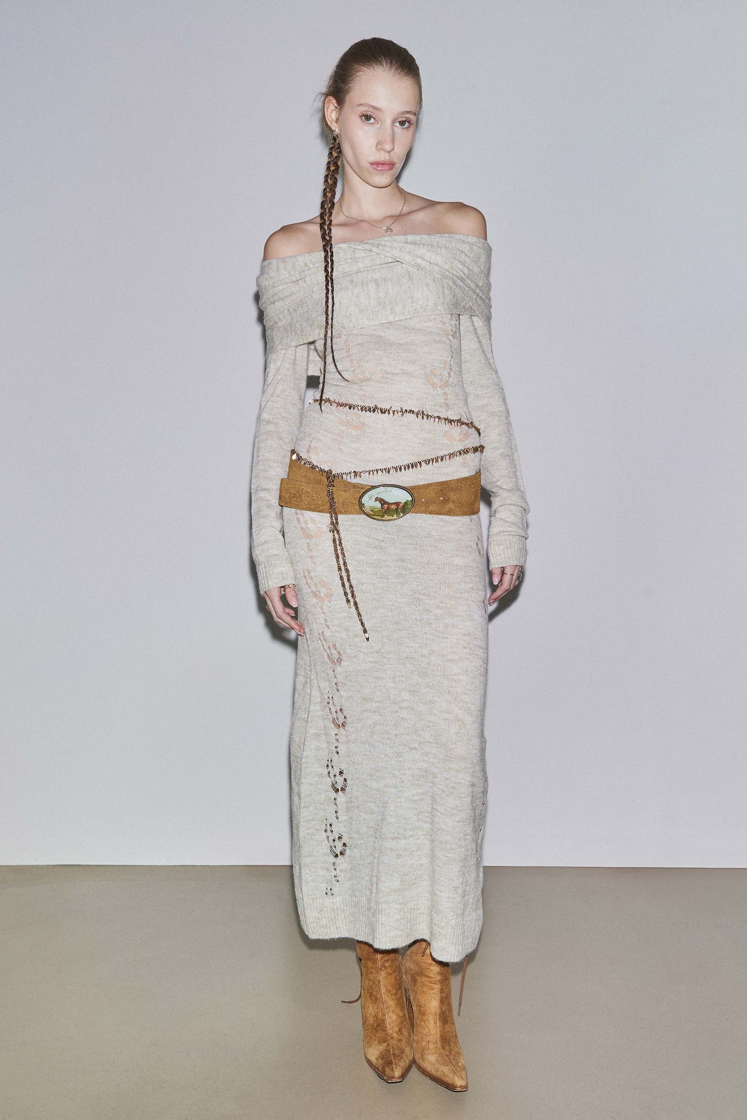 2way Shawl Maxi Dress Pale Gray