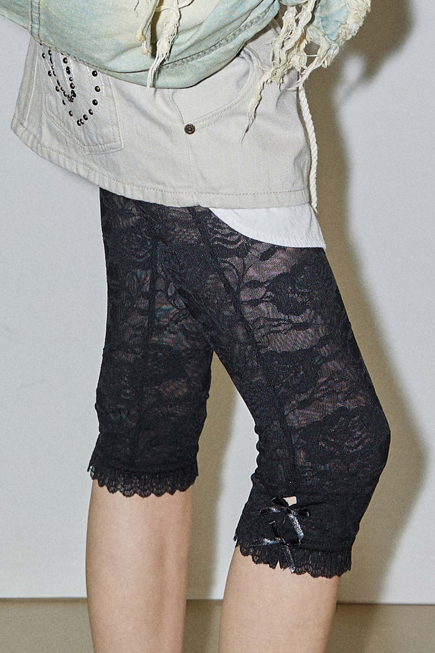 90s Lace Leggings Black