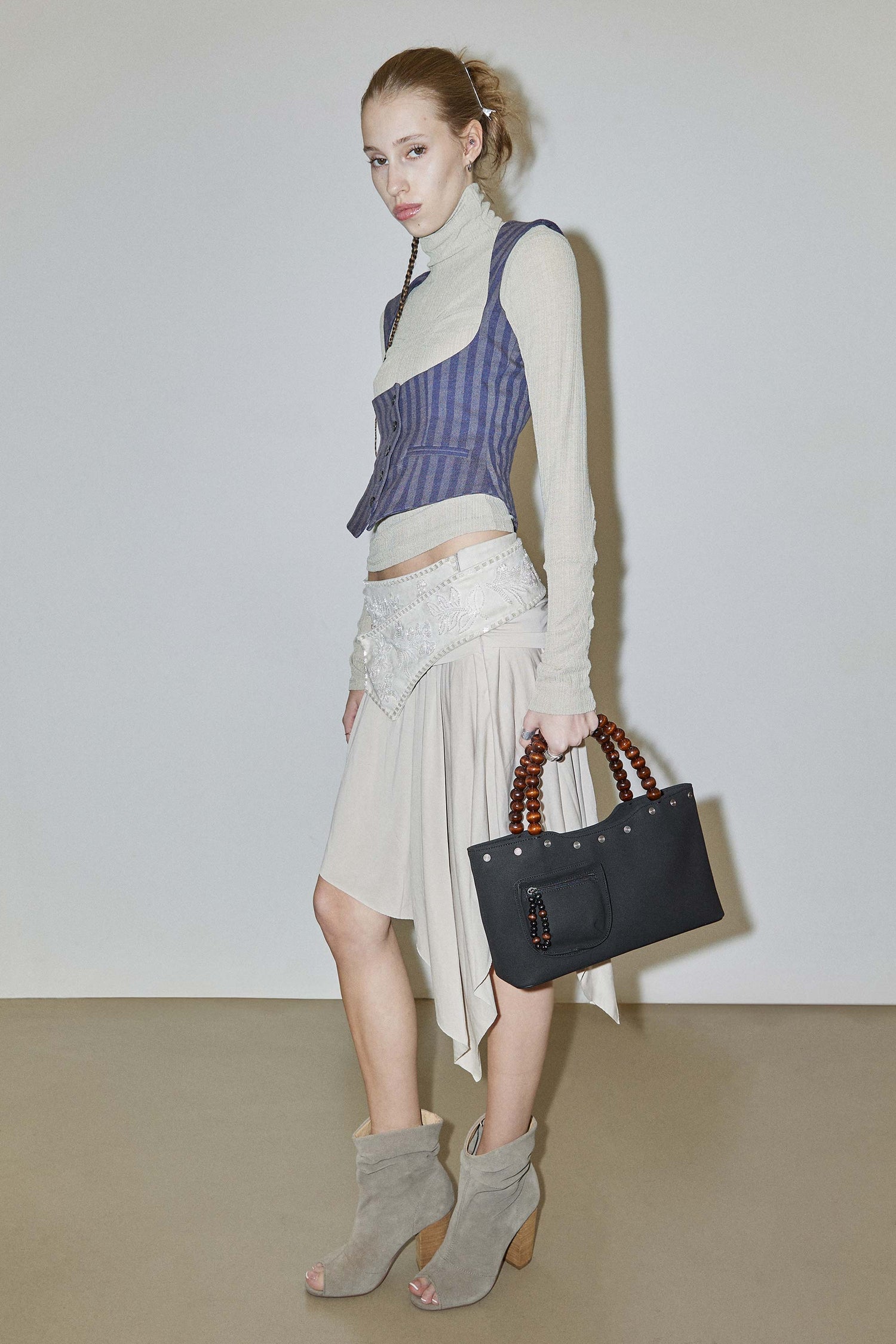 Beaded Jersey Skirt Raw