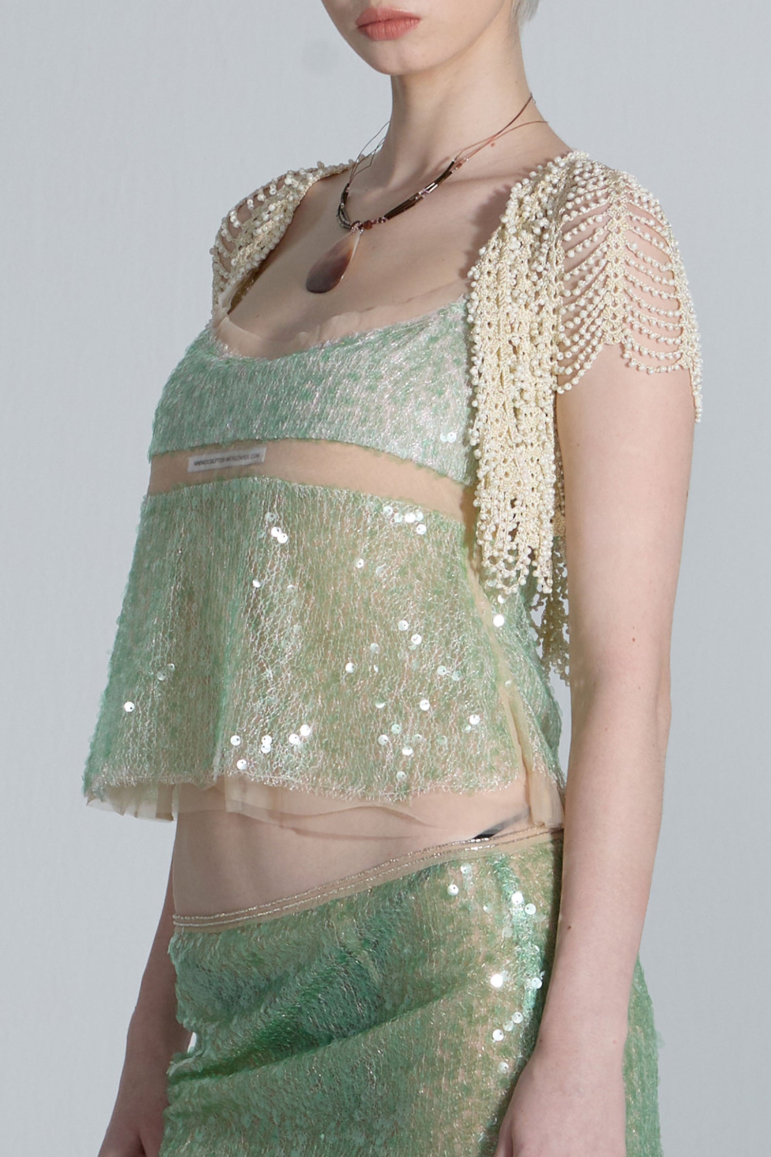 Sequin Layered Camisole Green