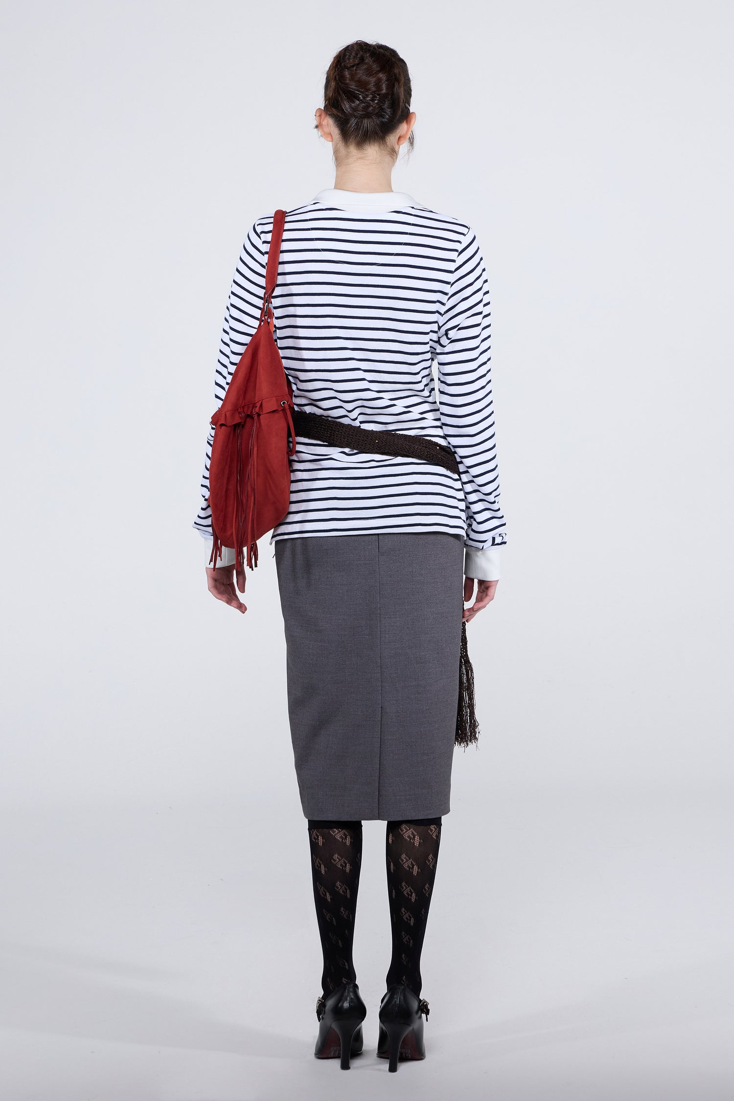 Faux Suede String Hobo Bag Brick Red