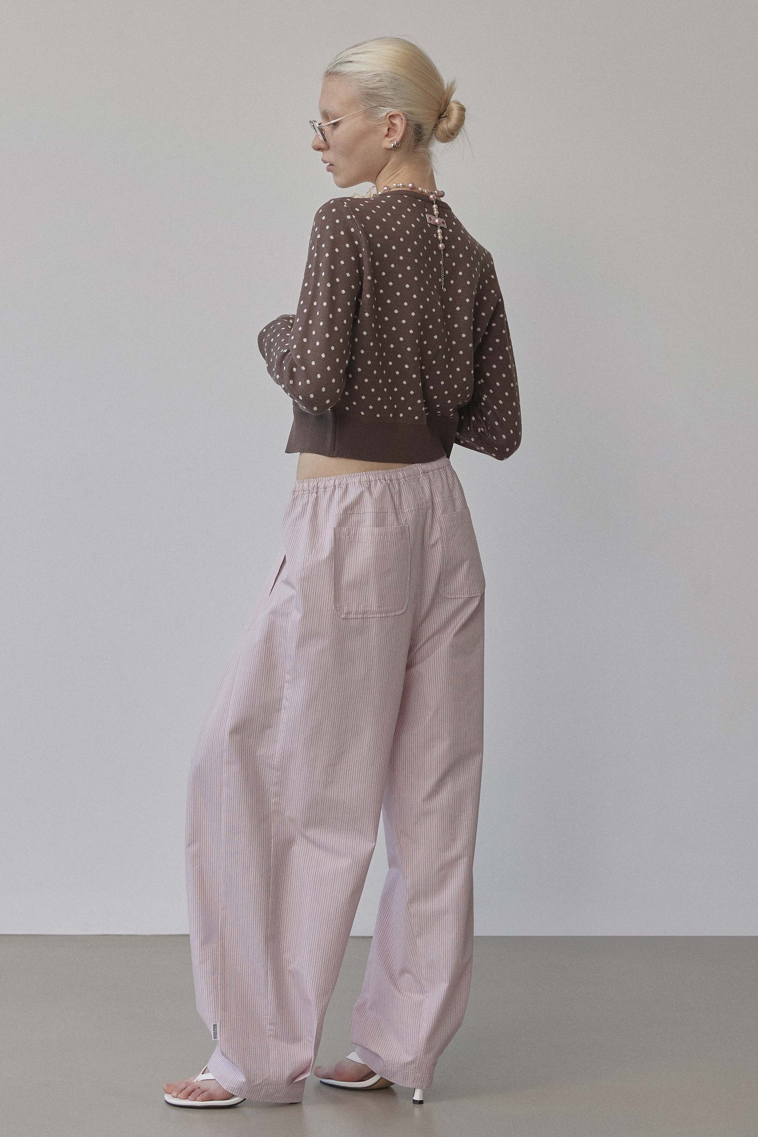 Bed To Go Pintuck Pants Pink Stripe