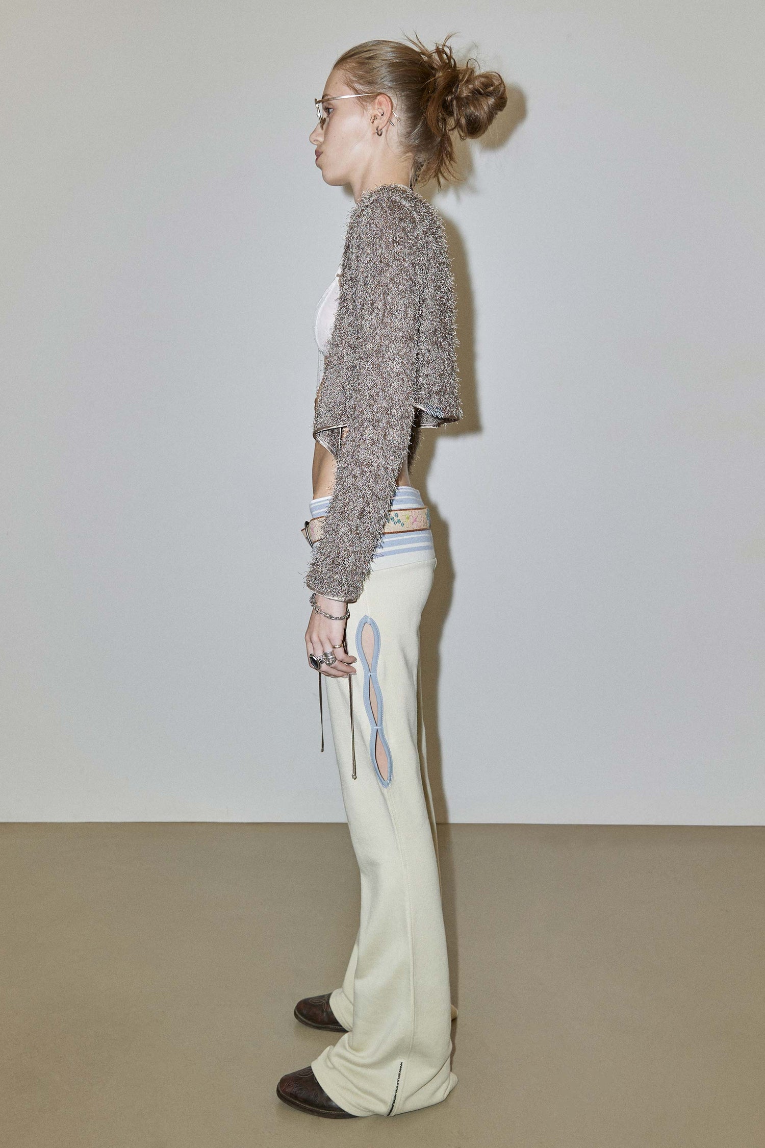 Cut Out Stripe Sweatpants Raw