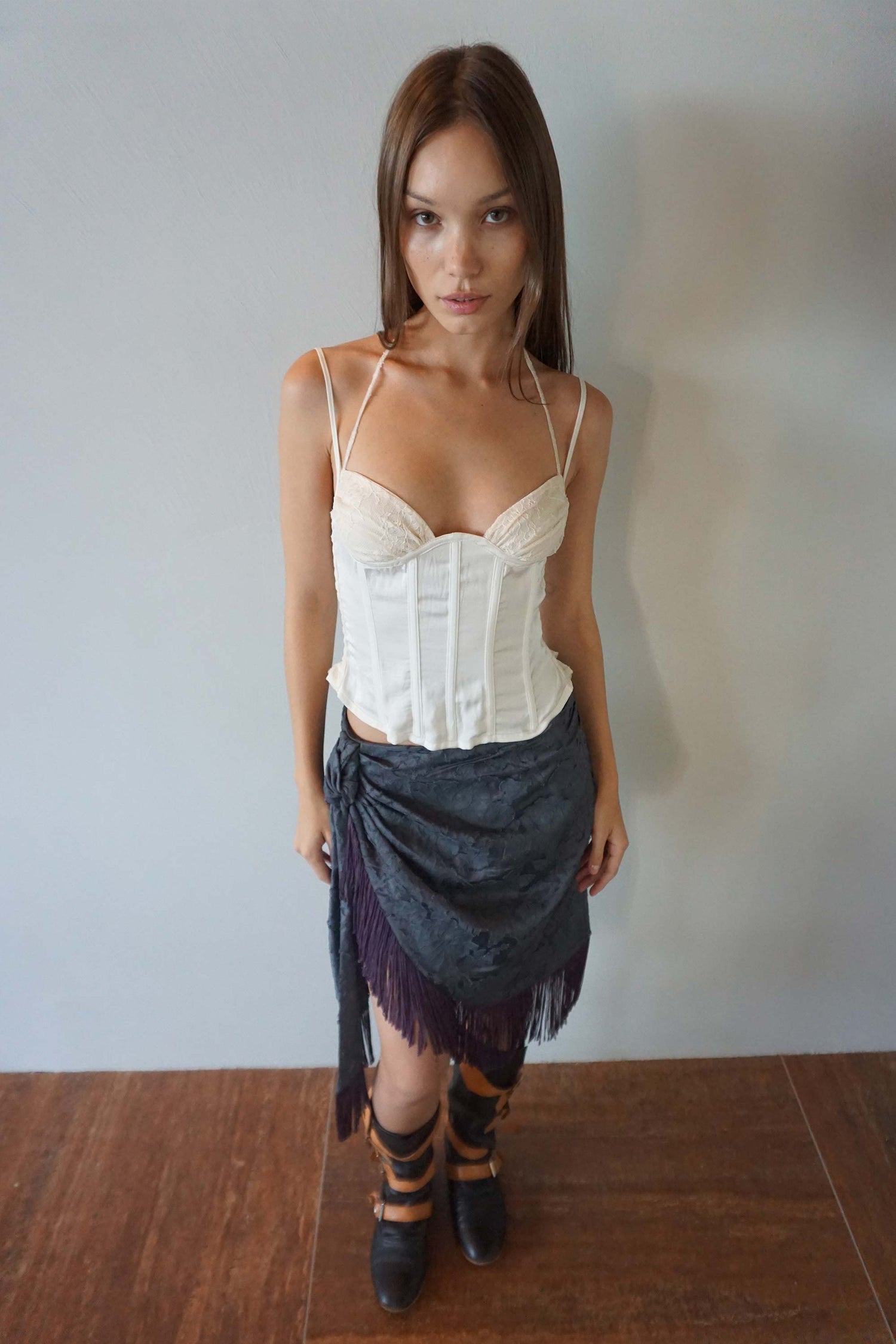 90s Glossy Corset Top White
