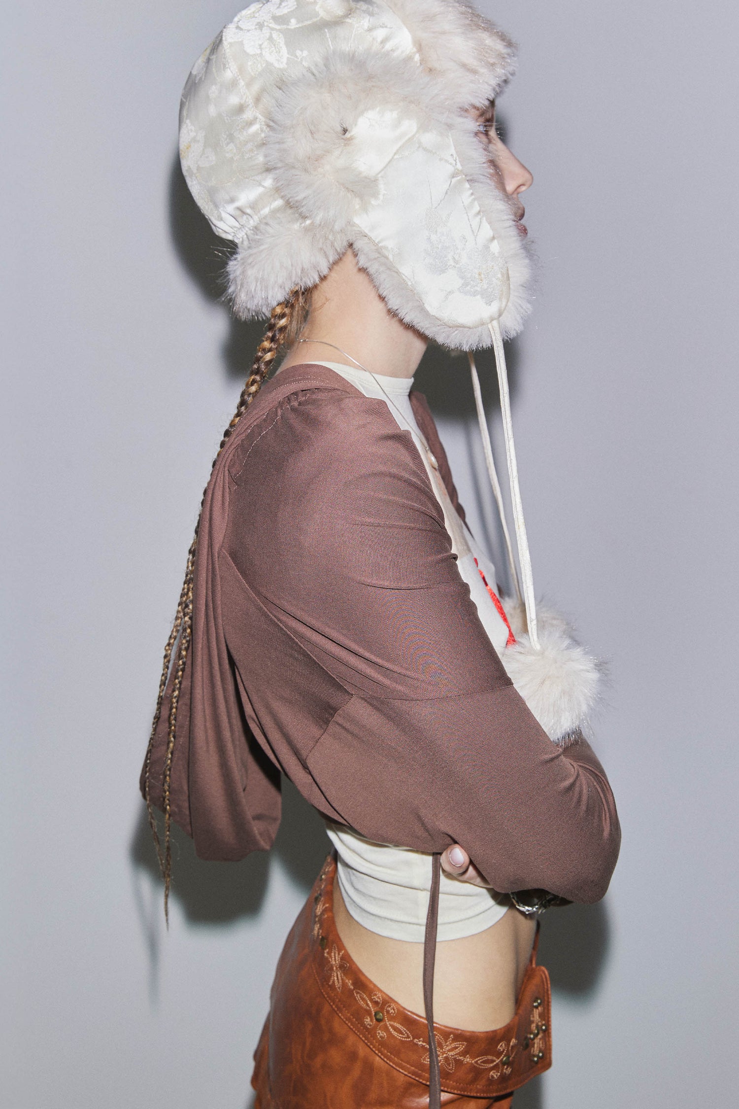 Jersey Priest Hoodie Bolero Brown
