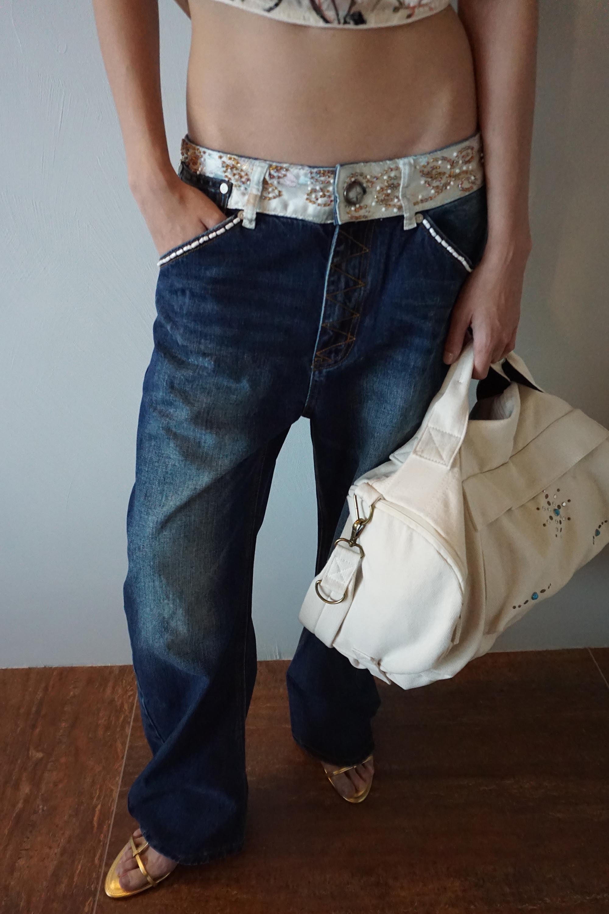 SCULPTOR Beaded Waist Denim Pants デニム Beaded Waist Denim Pants（デニムパンツ）｜SCULPTOR（スカルプ