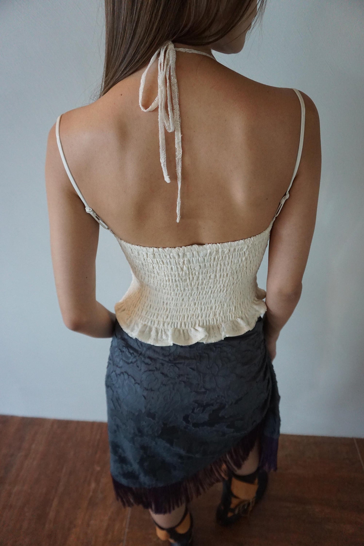 90s Glossy Corset Top White
