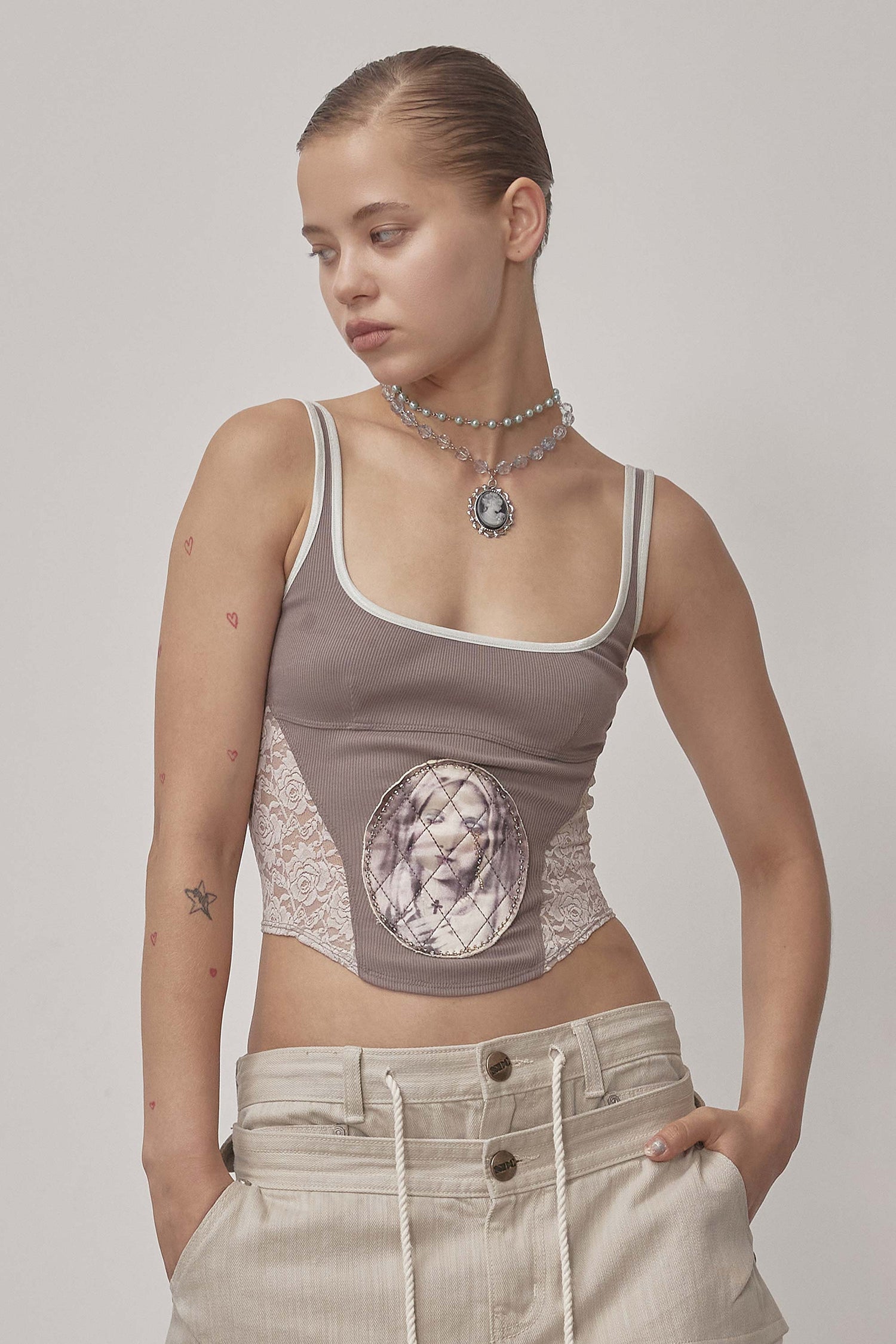 Beaded Maria Top Mocha