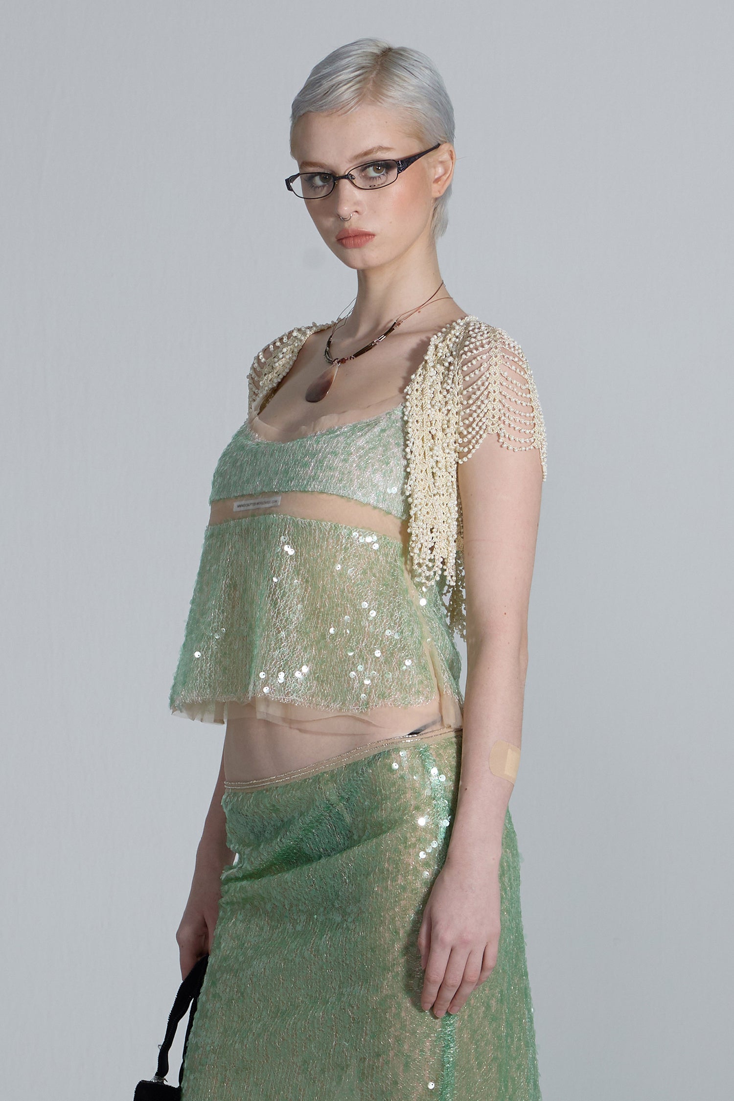 Sequin Layered Camisole Green