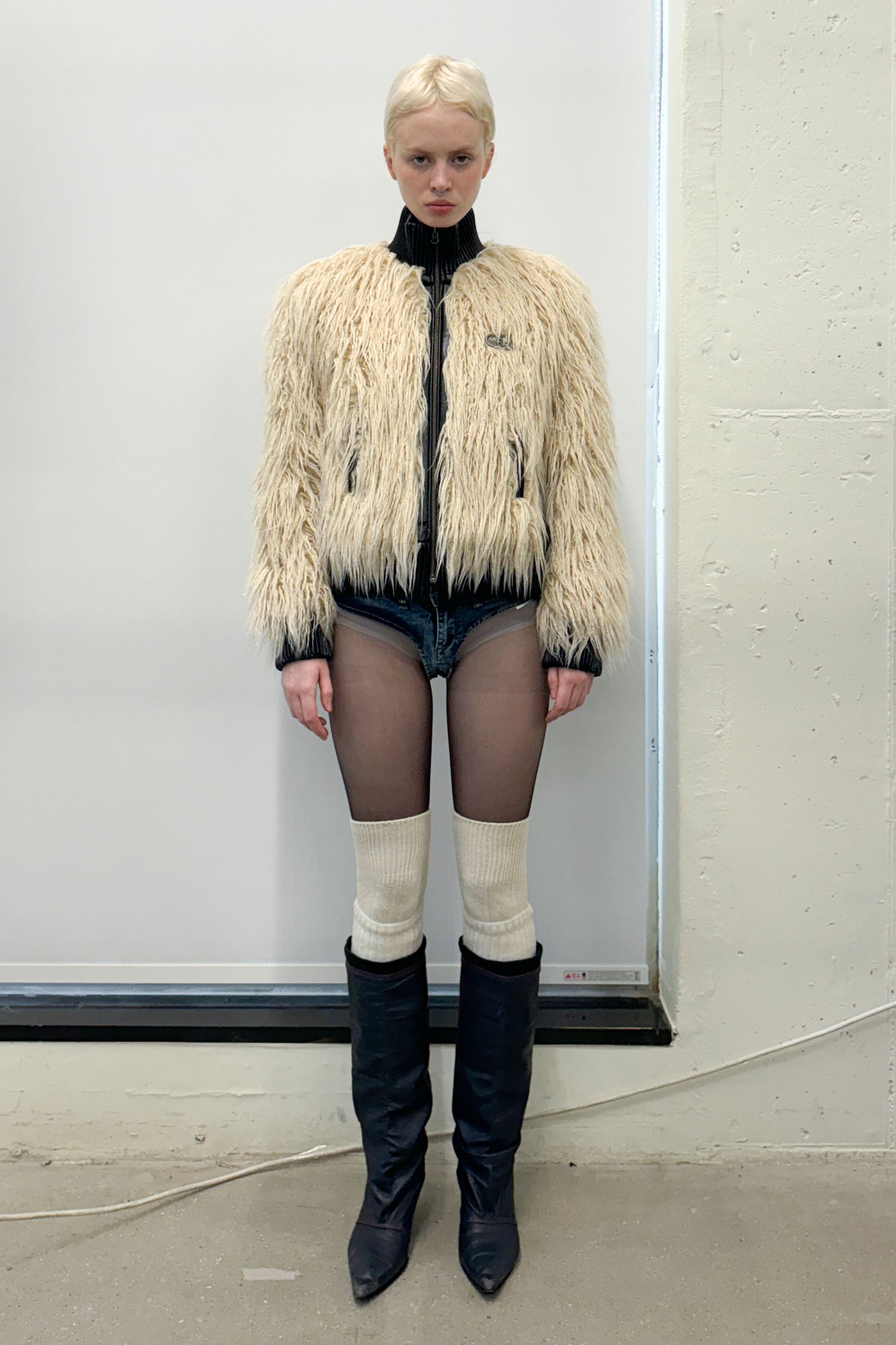 Faux Mongolian Shearling Jacket Raw