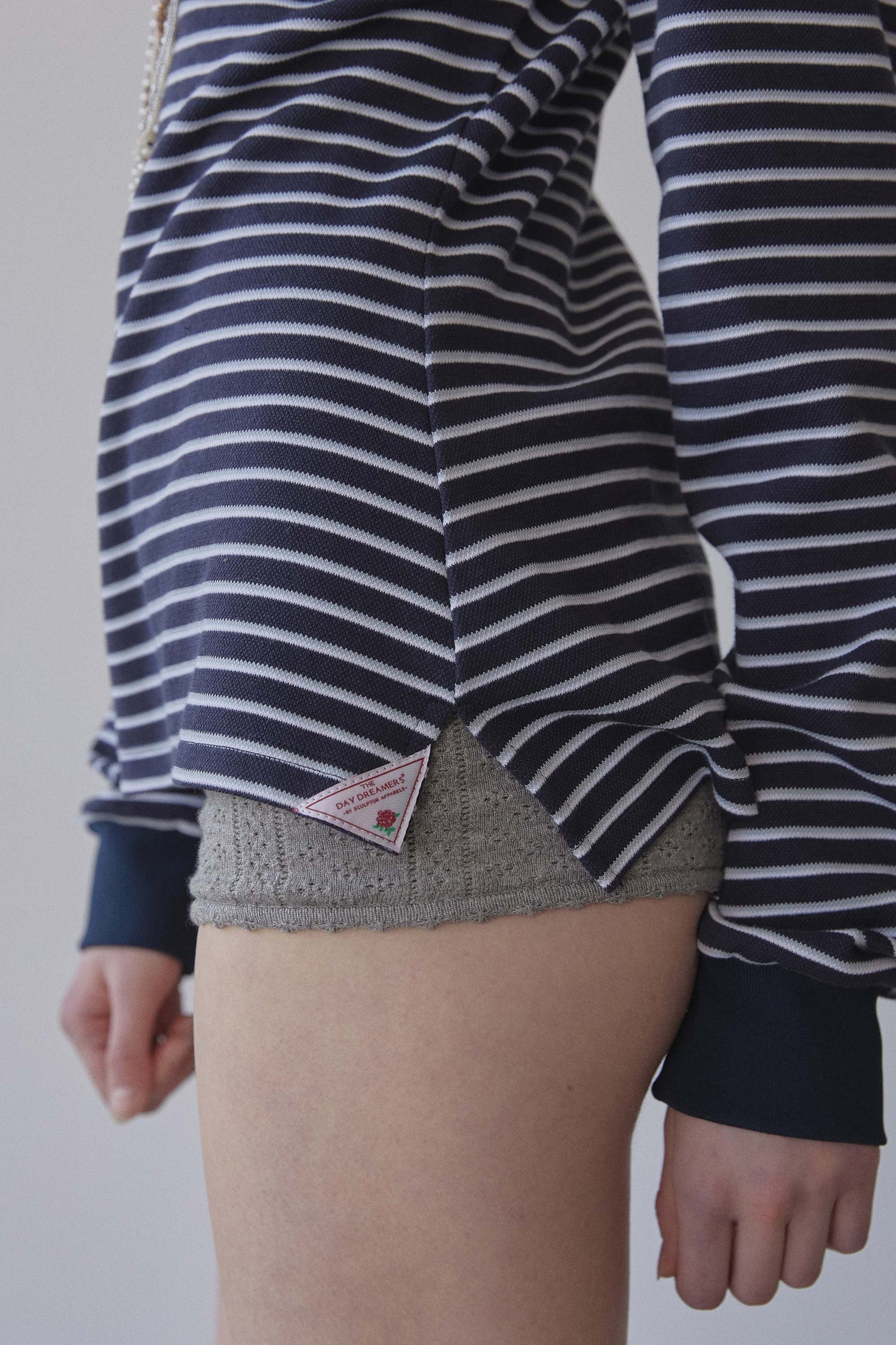 Shirring Tennis Shirt Navy