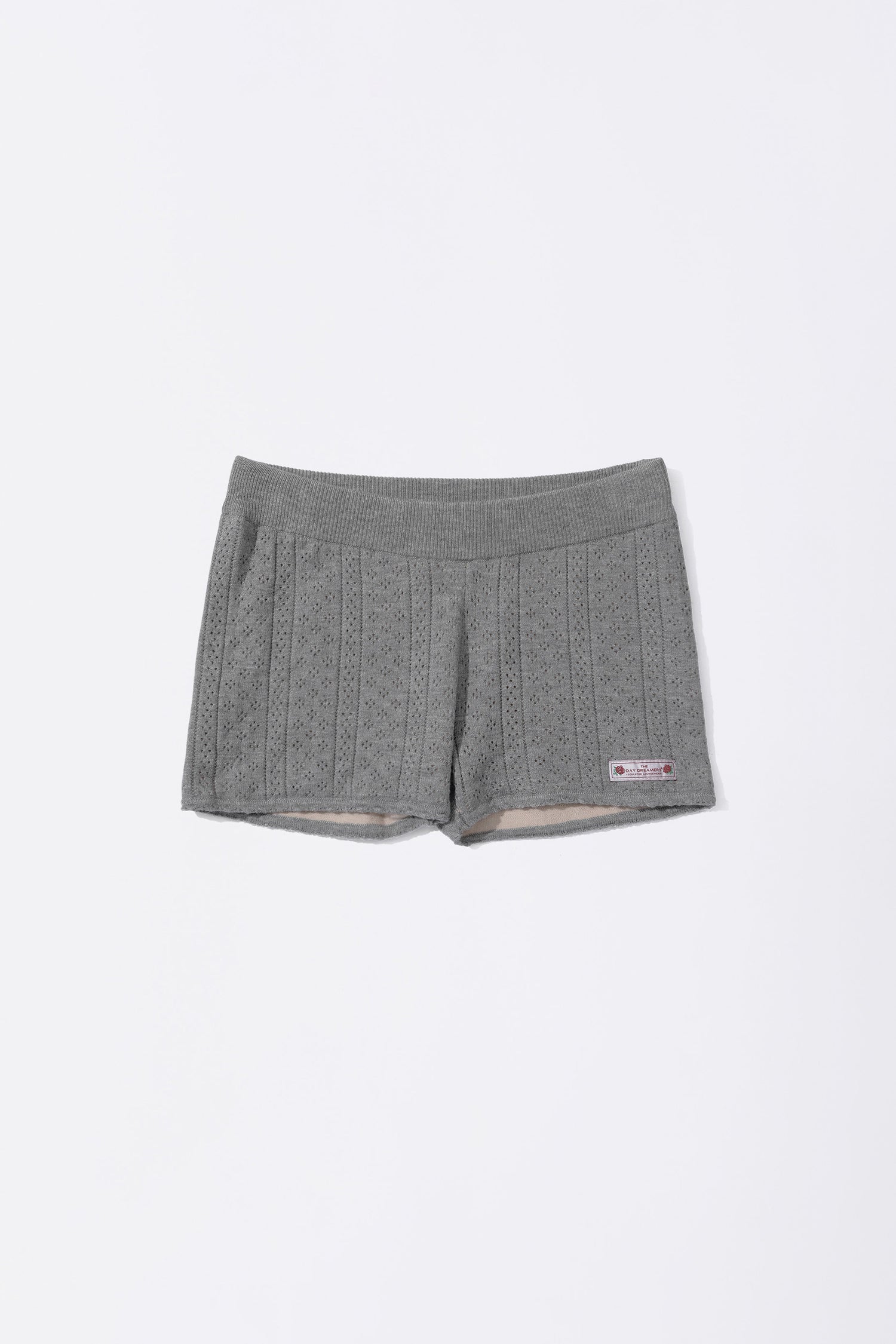 Eyelet Knit Shorts Melange Gray