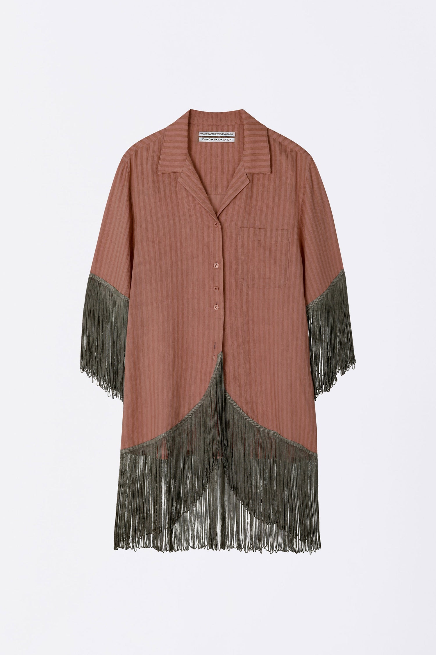Boho Hawaiian Shirt Brown Stripe