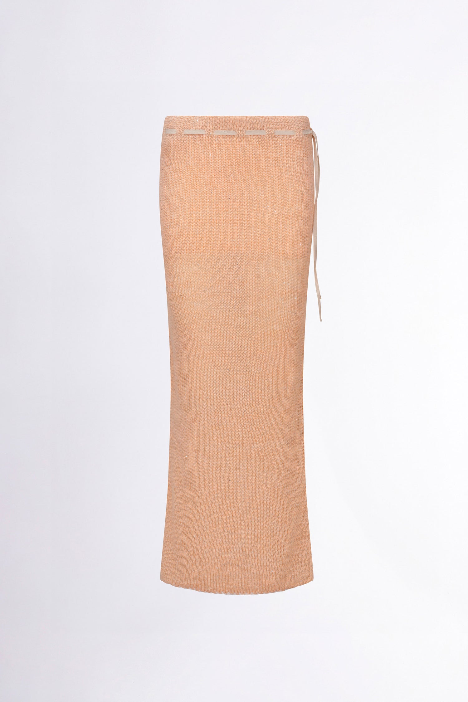 Sequin Maxi Wool Skirt Peach Pink