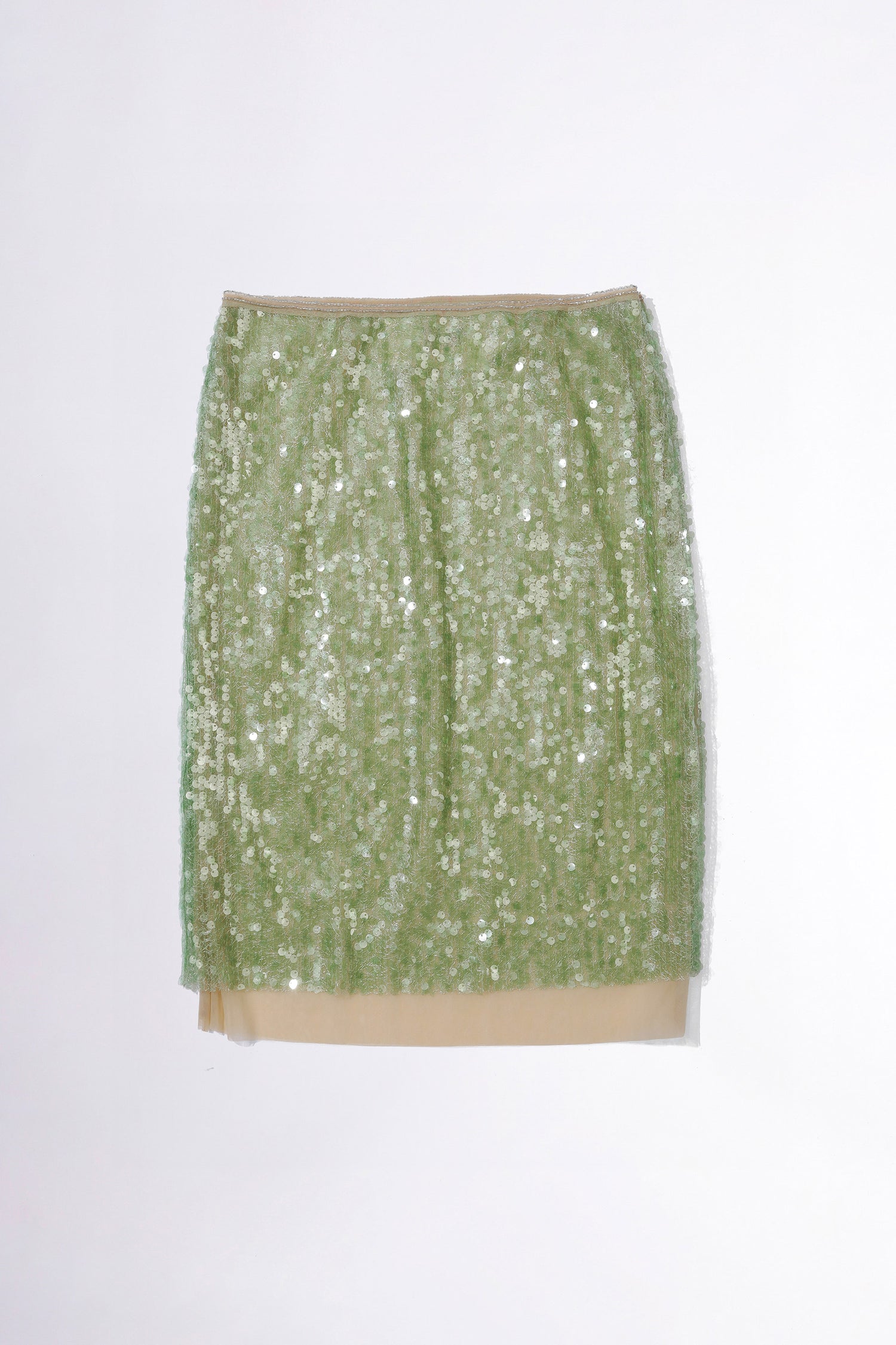 Sequin Midi Skirt Green