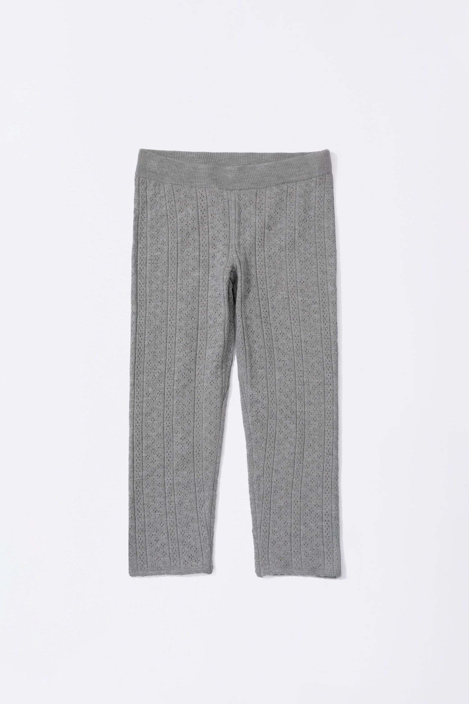 Eyelet Knit Capri Pants Melange Gray