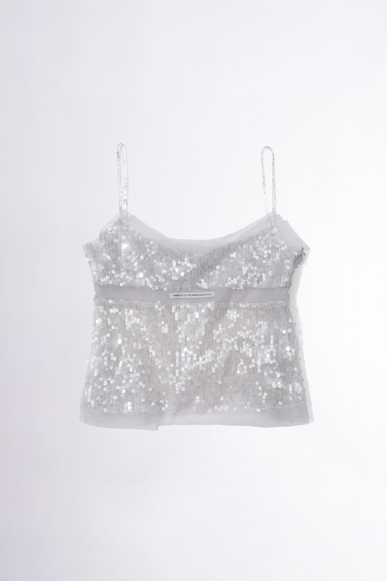 Sequin Layered Camisole Ice White