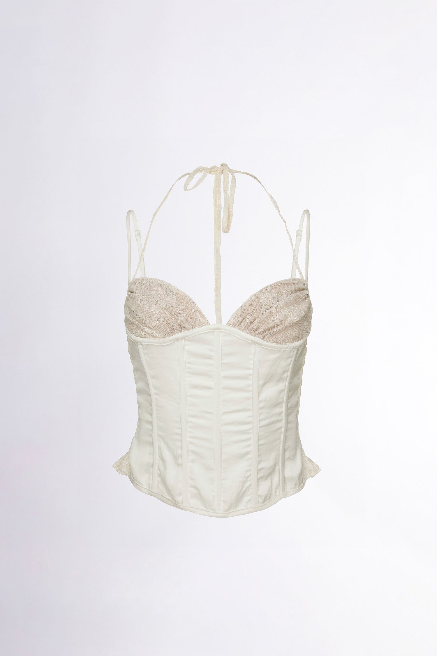 90s Glossy Corset Top White