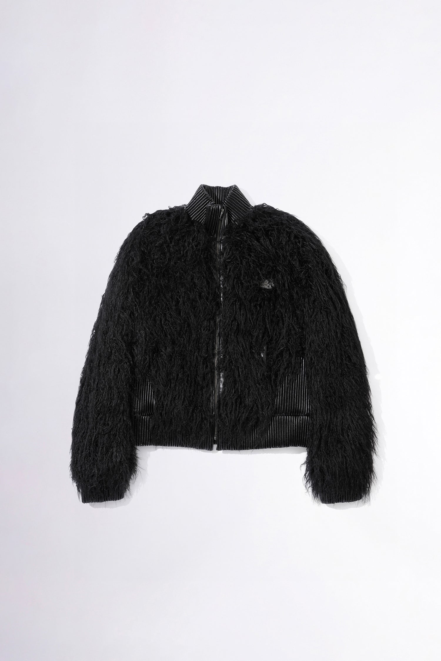 Faux Mongolian Shearling Jacket Black
