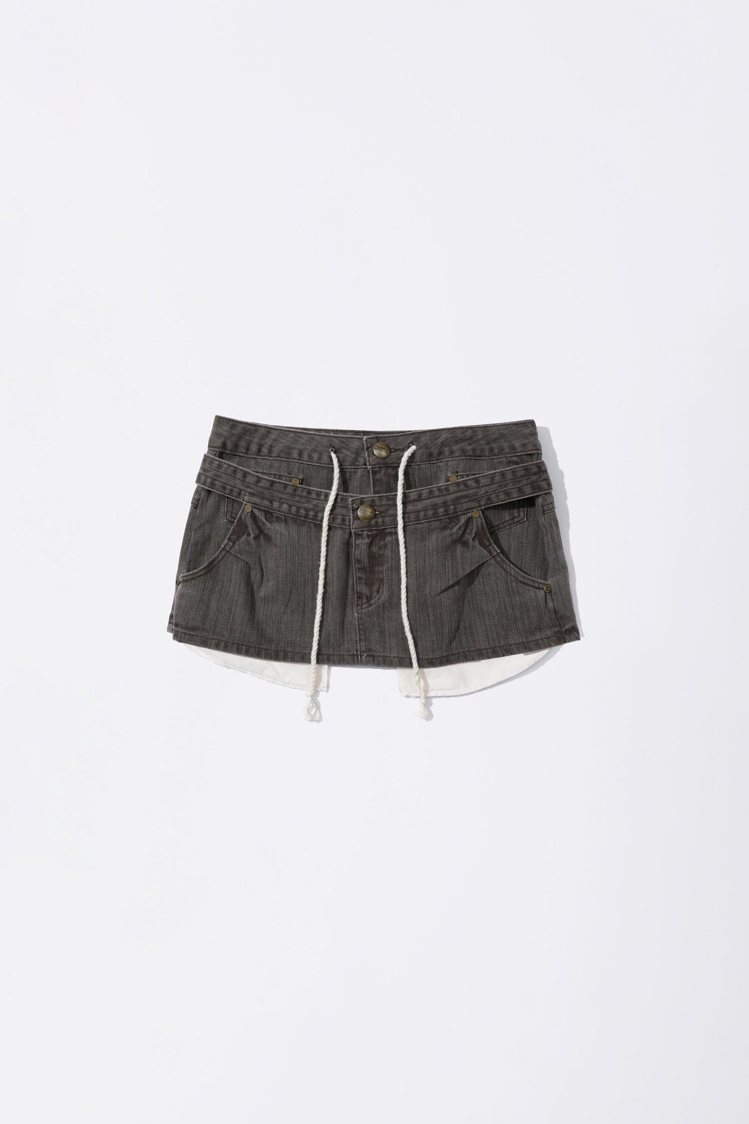 Apron Layered Mini Skirt Charcoal