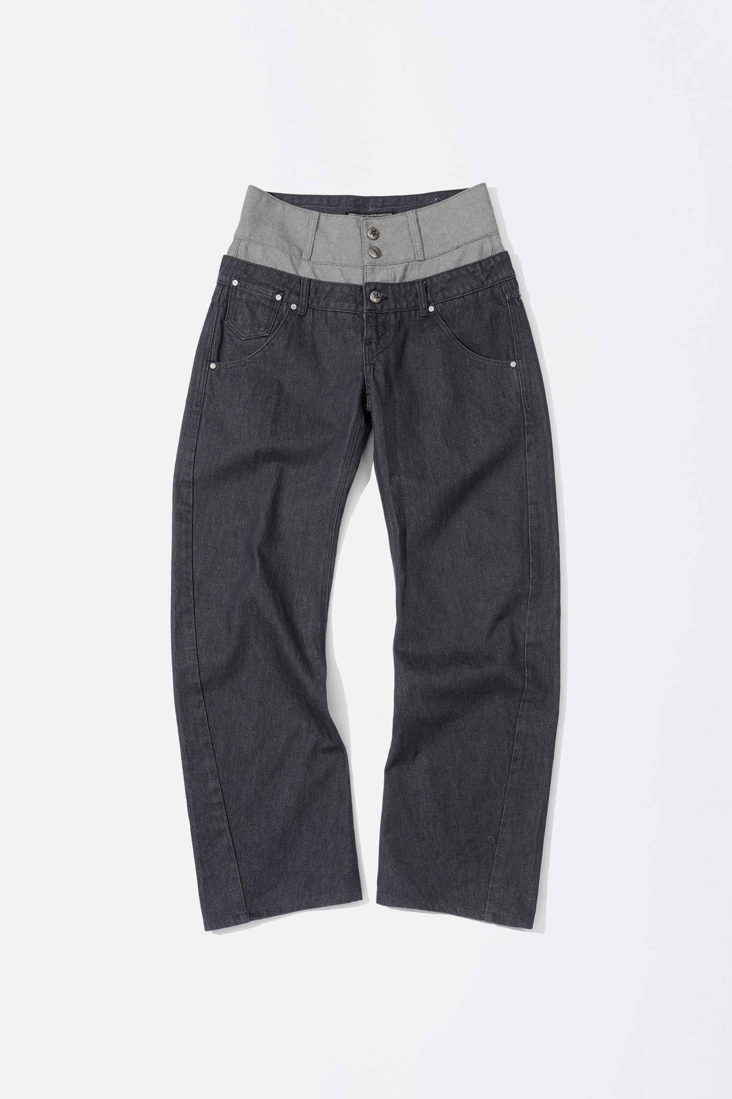 Beaded Layered Denim Pants Nonfade Gray