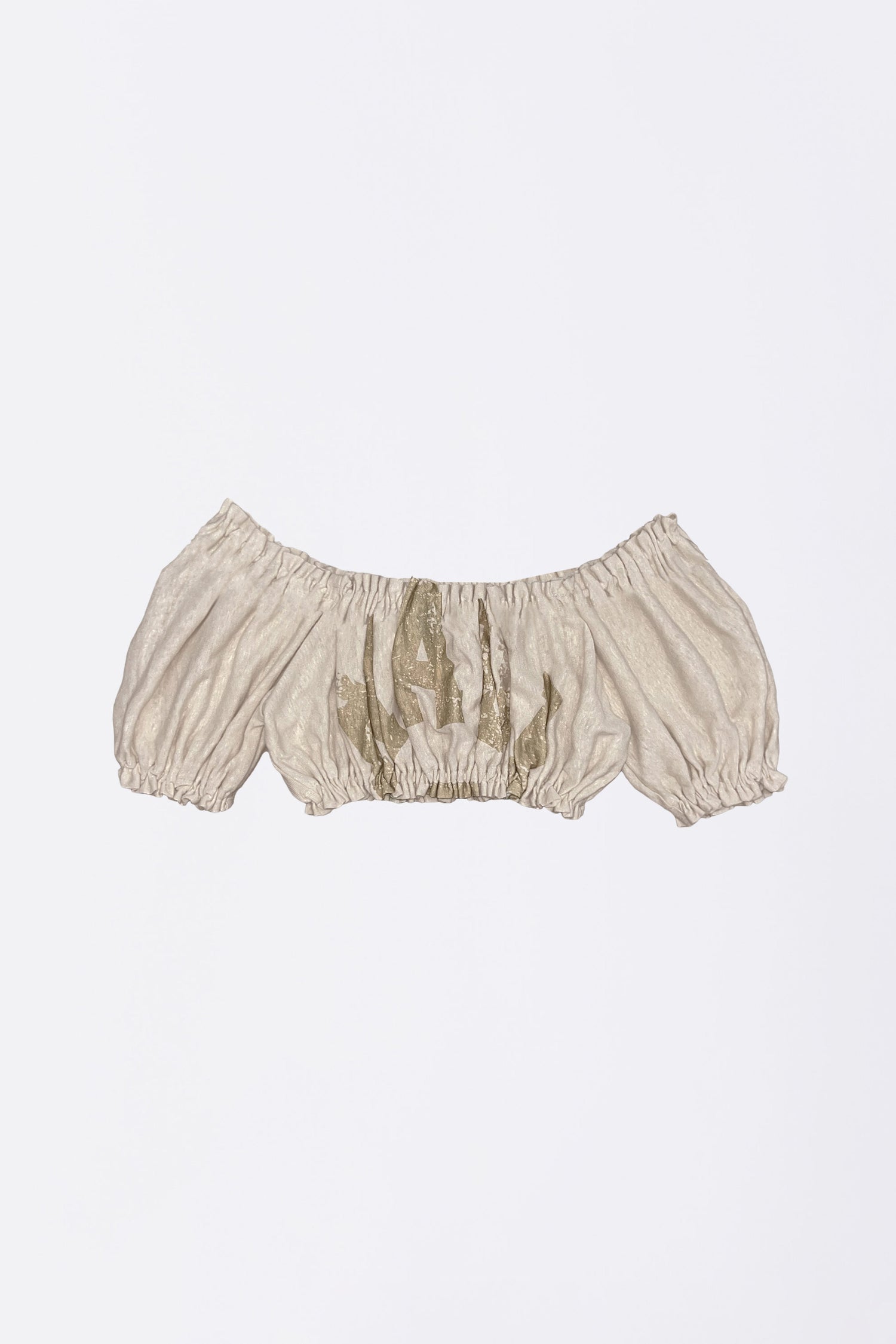 Crinkle Volumer Top Dusty Beige