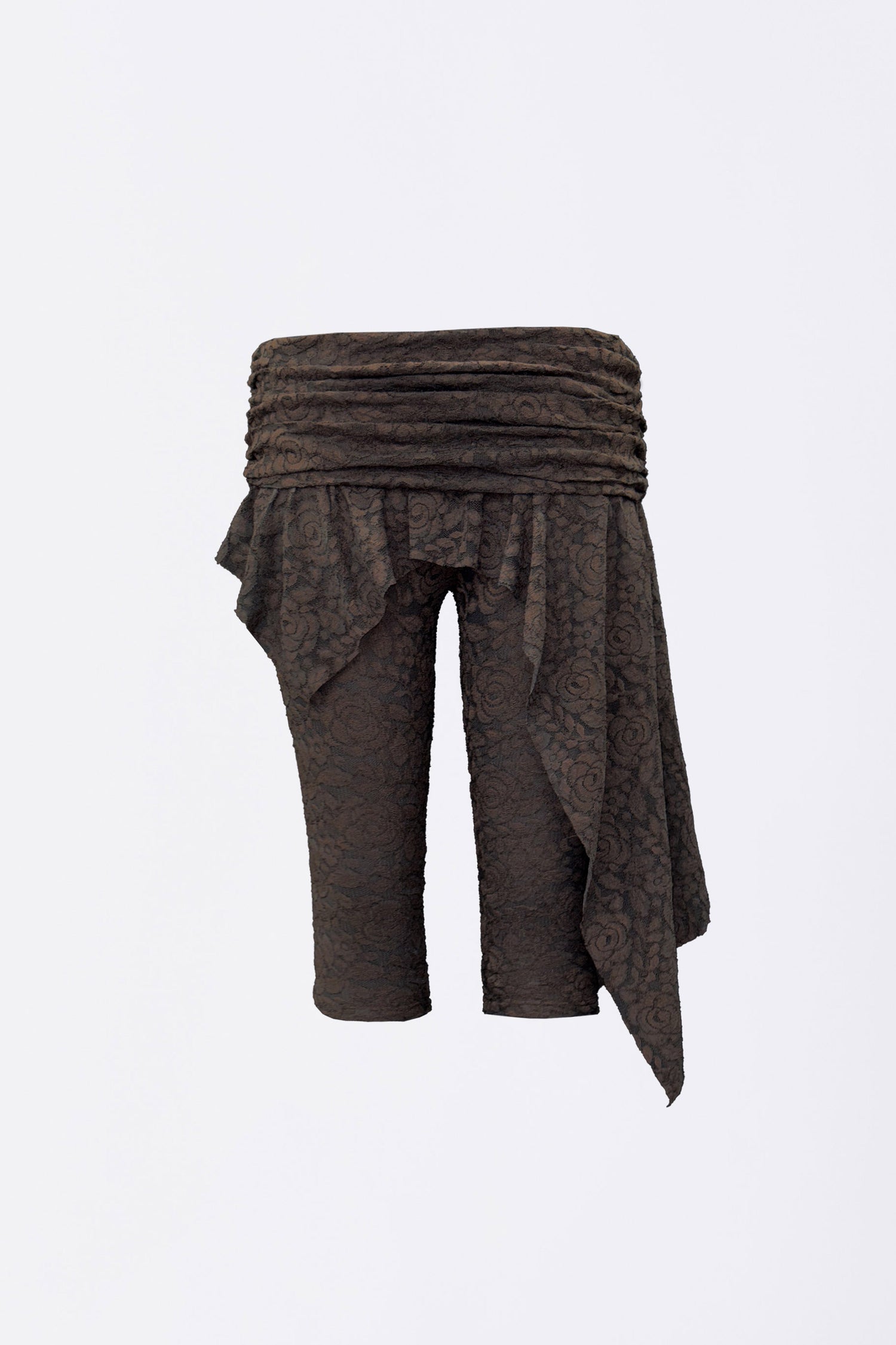 Asymmetric Lace Skirt Leggings Brown