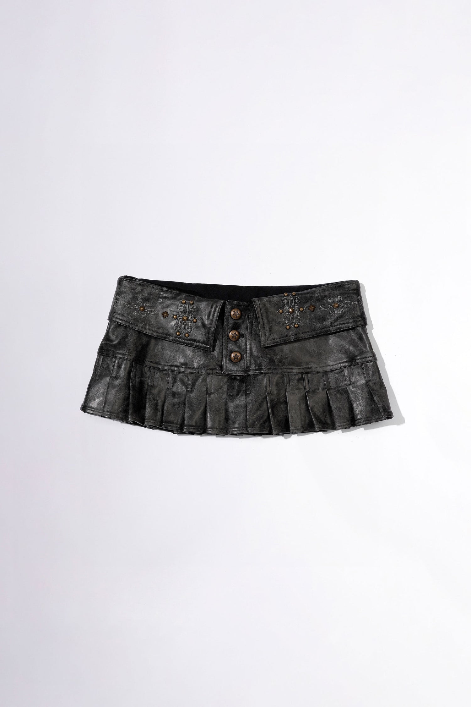 Western Faux Leather Micro Skirt Black