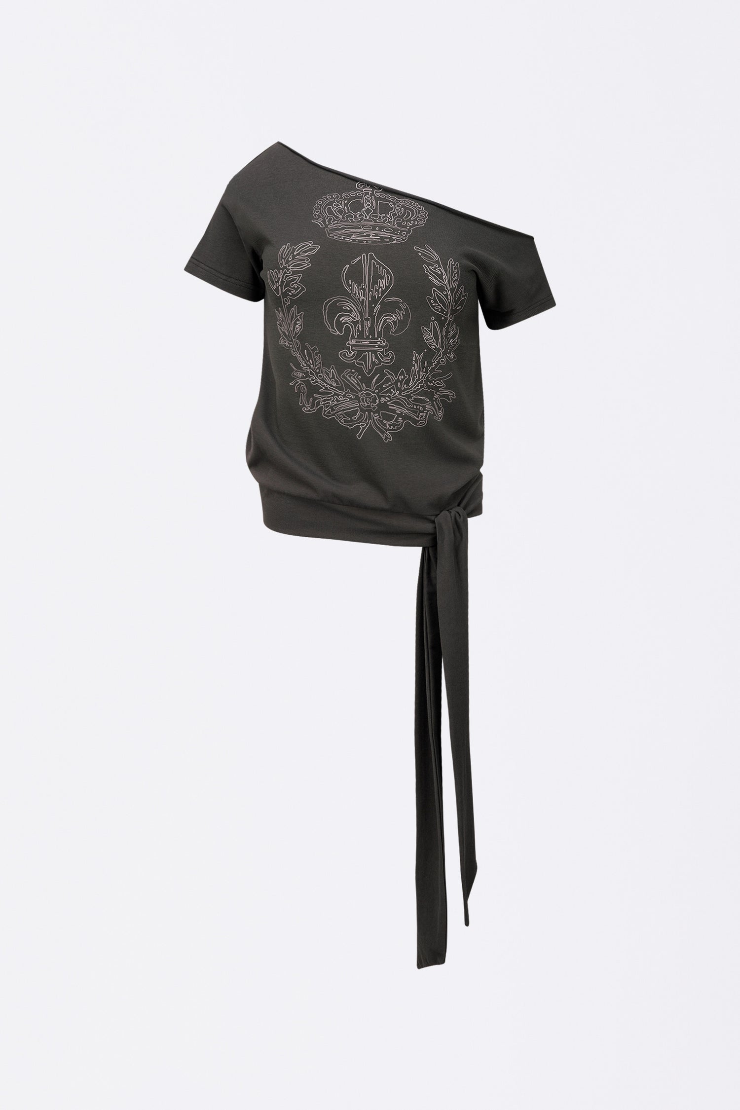 Chateau Shithole Tie Tee Charcoal