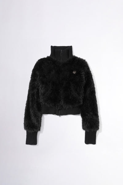 SCULPTOR ブラックファージャケット Faux Fur Zip-Up Jacket Black – Sculptor