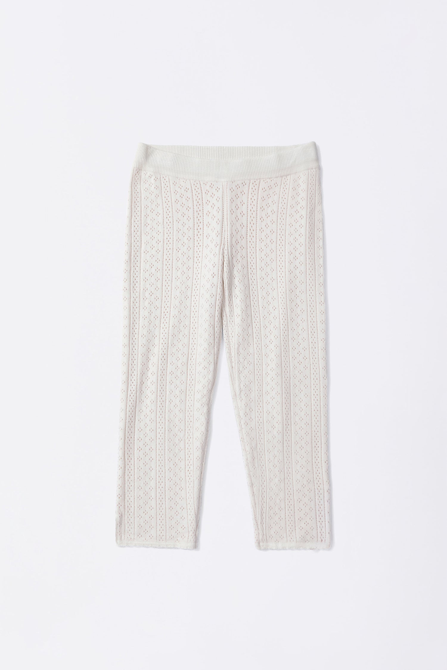 Eyelet Knit Capri Pants Ivory