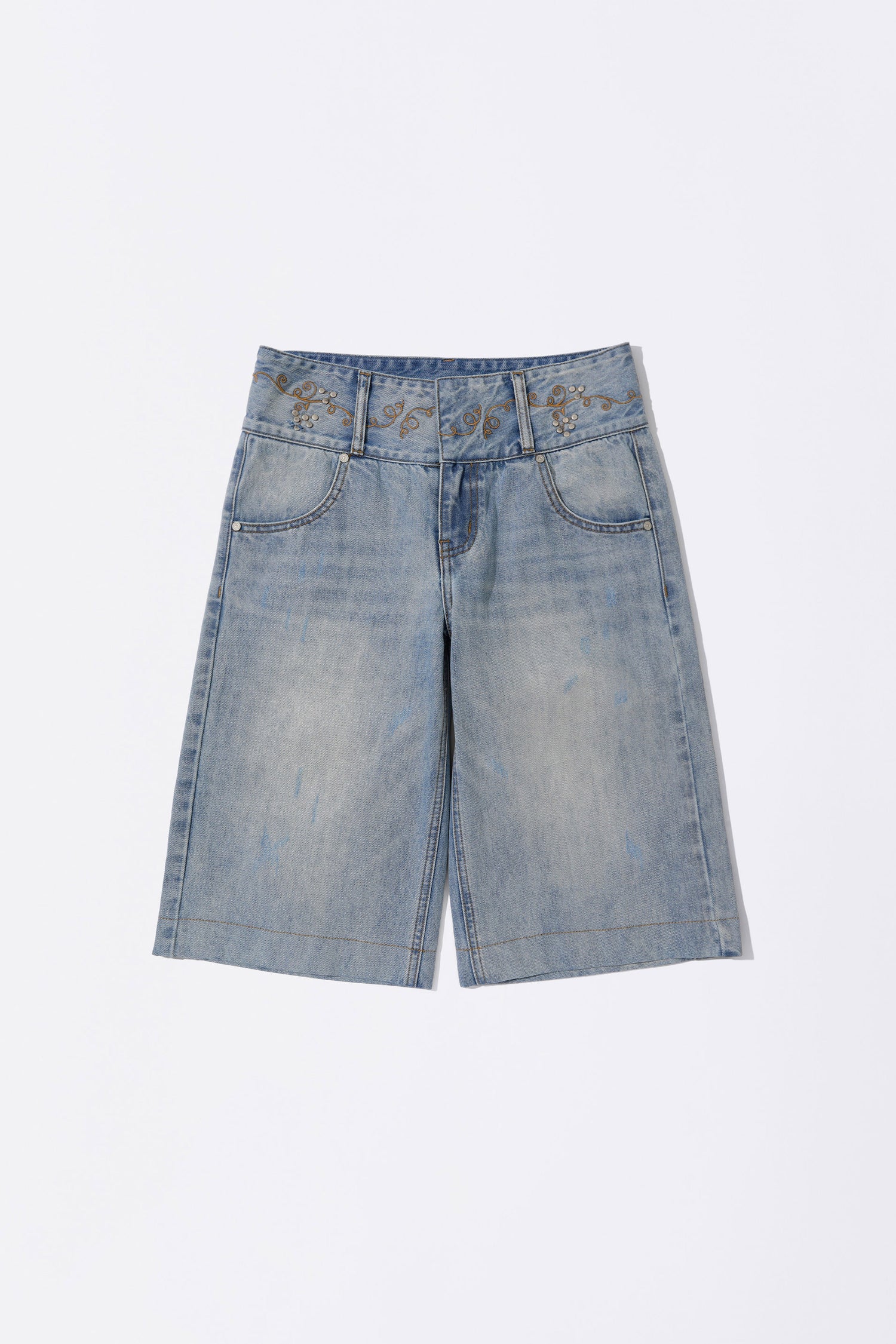 Vine Half Denim Pants Ice Blue