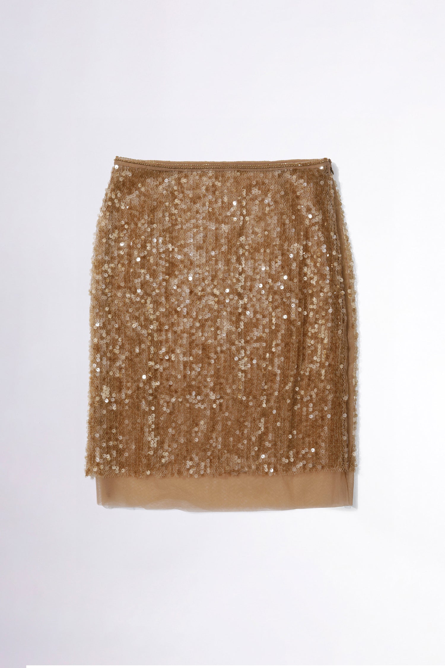 Sequin Midi Skirt Brown