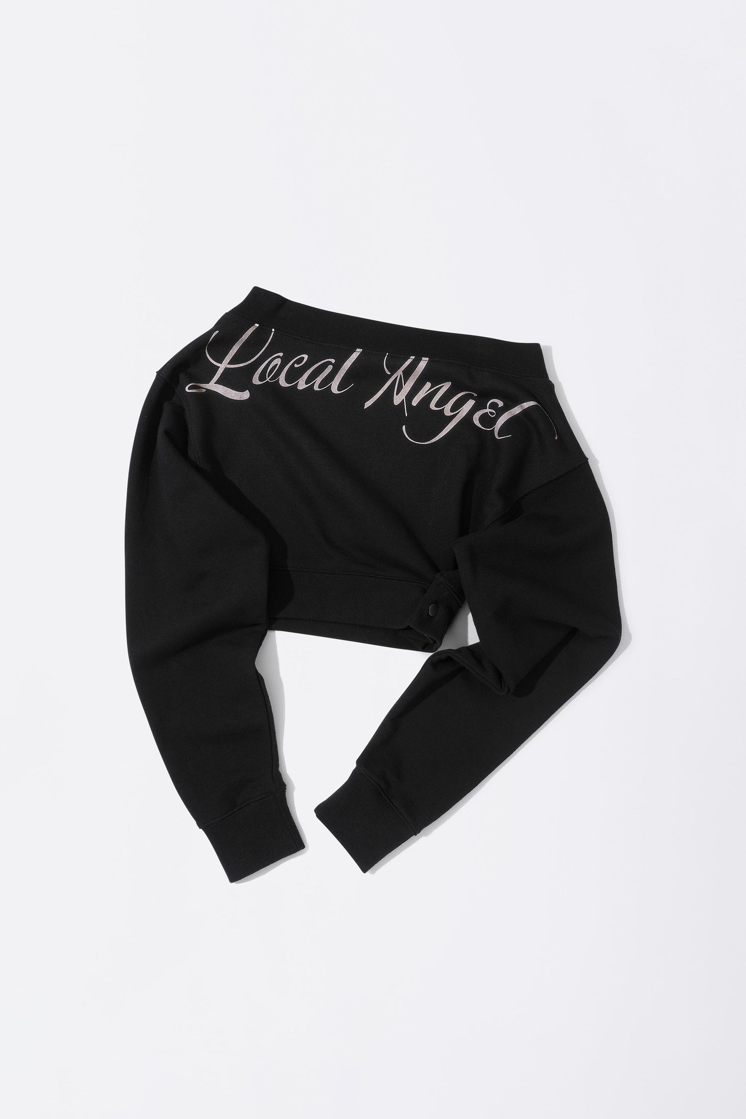 Off-Shoulder Cropped Sweatshirt Black