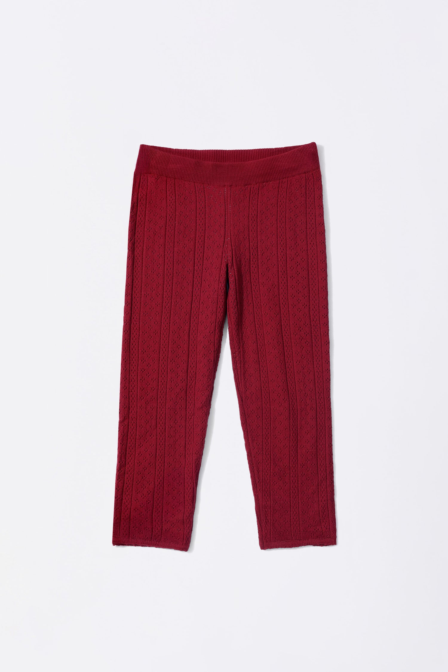 Eyelet Knit Capri Pants Red