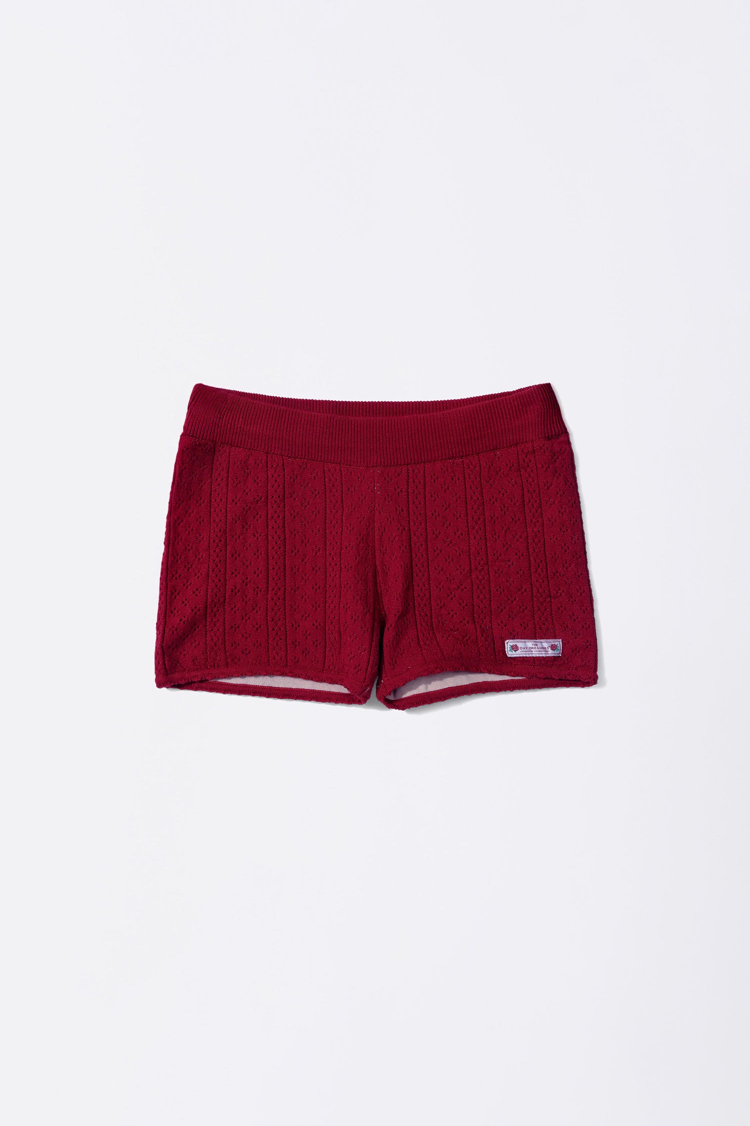 Eyelet Knit Shorts Red