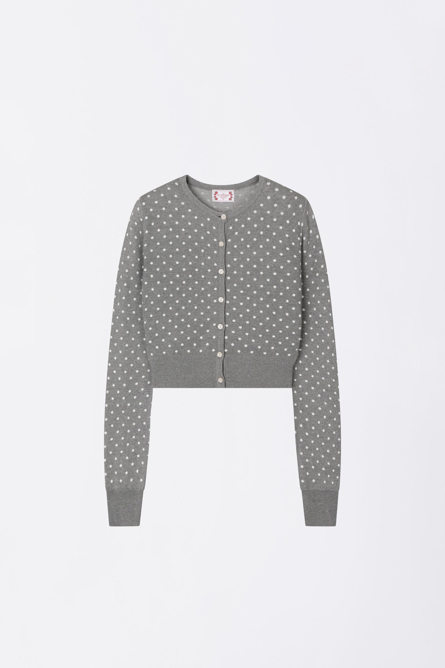 Polka Dot Cardigan Melange Gray/White